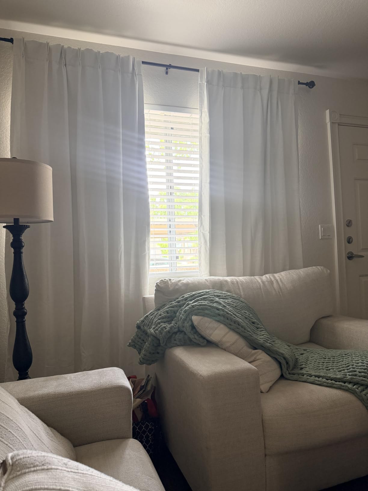 CAPALOCA Natural Pinch Pleated 100% Blackout Curtains 96 Inch Long customer photo 1
