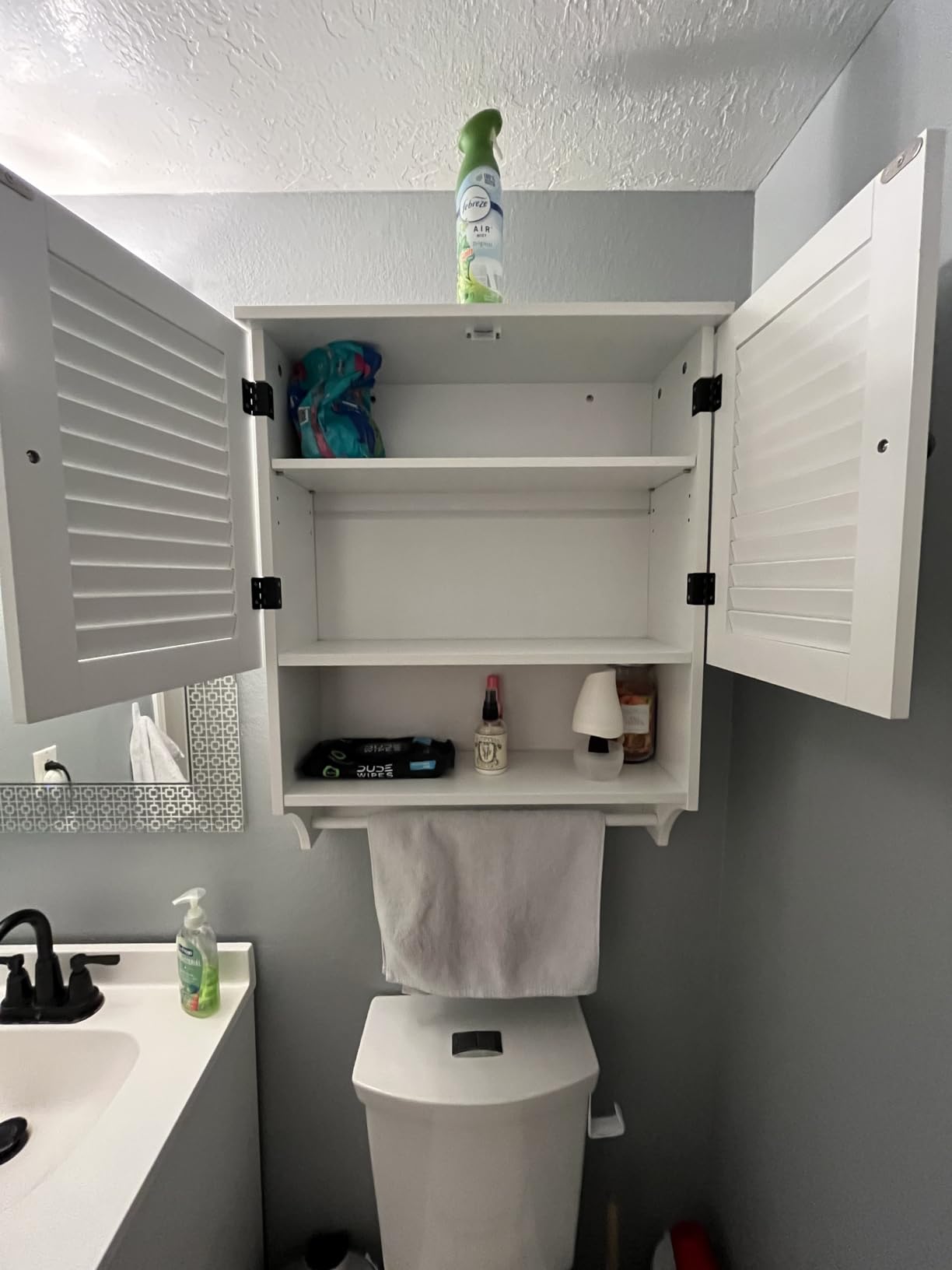 ChooChoo Bathroom Wall Cabinet with Towel Bar and Ample Storage customer photo 2