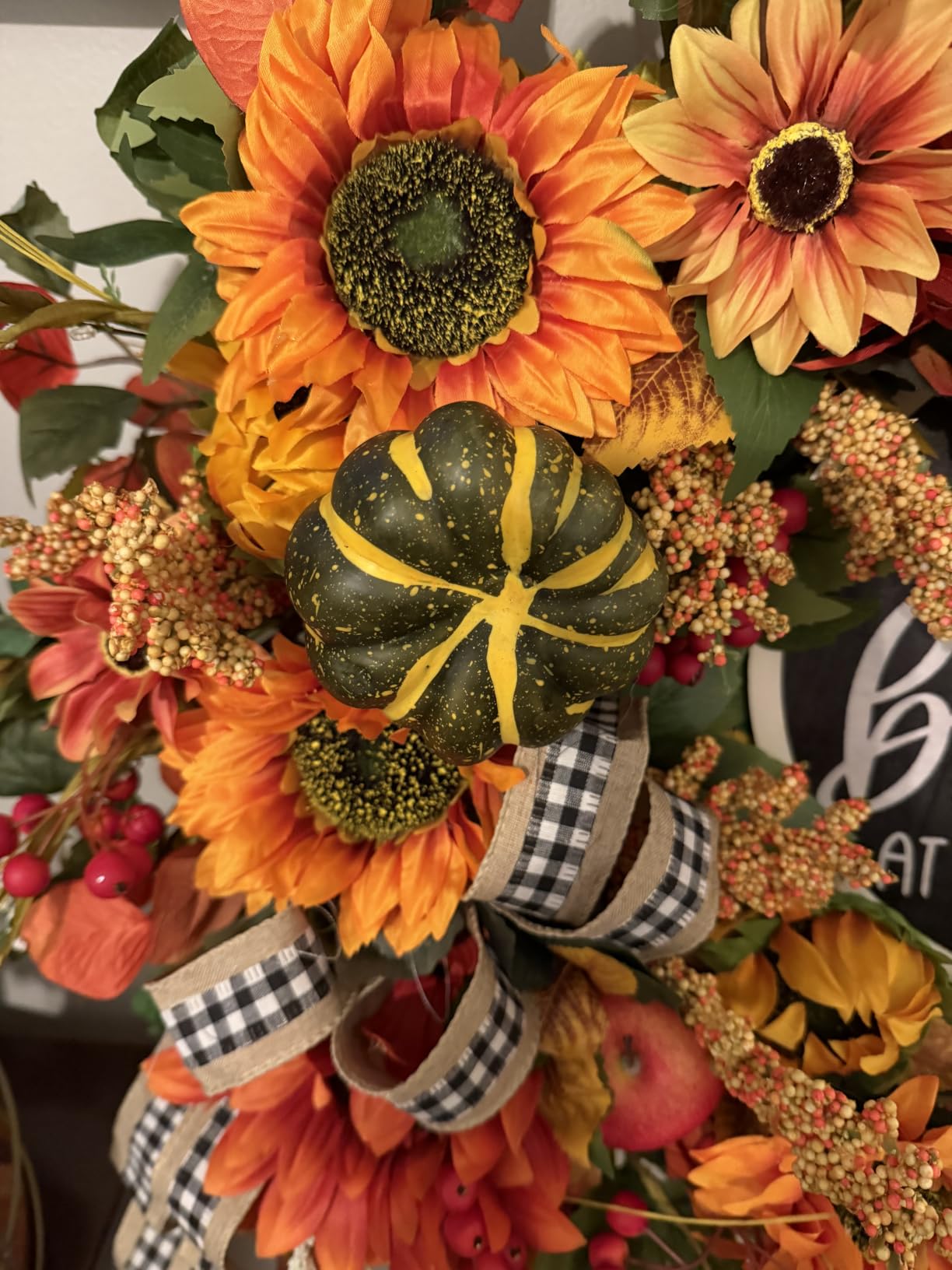 Fall Wreaths for Front Door 24 Inch Autumn Wreath with Sunflowers, Pumpkins customer photo 1