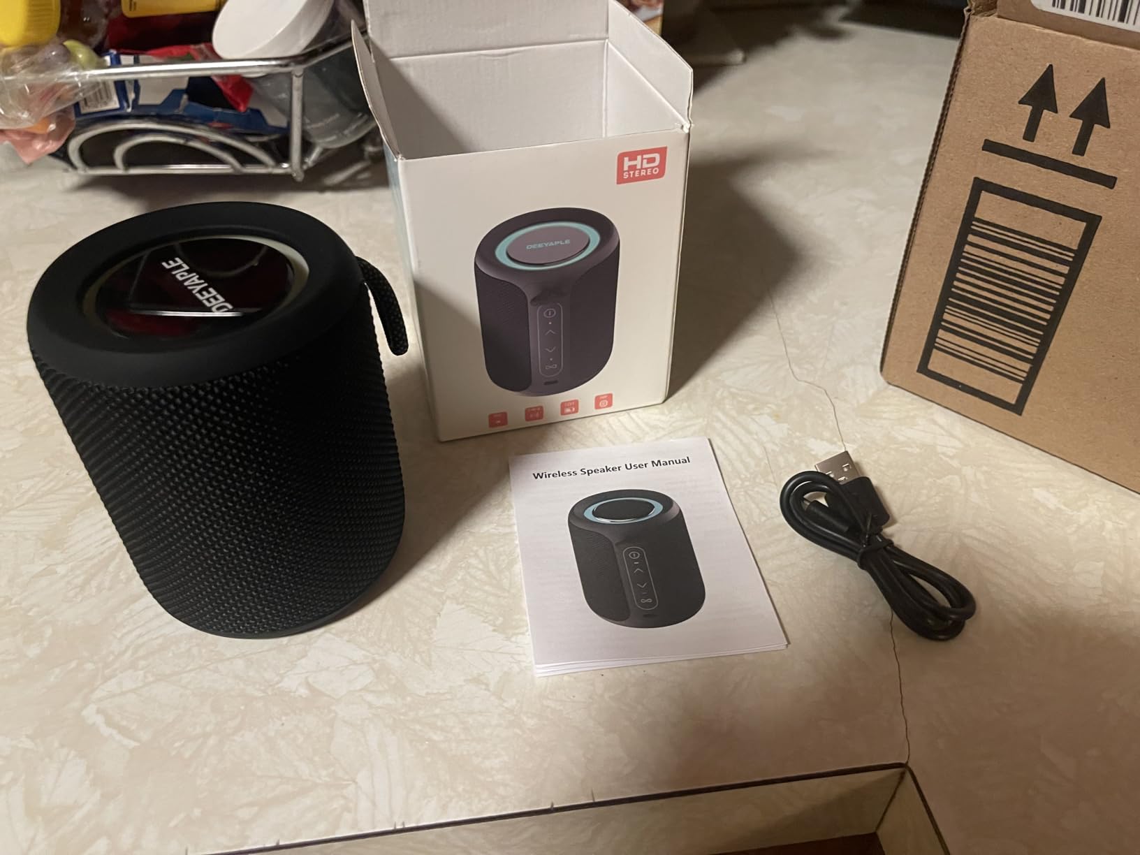 Bluetooth Speaker Wireless,IP67 Waterproof & Dustproof Portable Speaker with Lights,15W Loud Stereo Sound, 2500mAh Battery All Day Playtime, TWS Pairing, BT5.3, Home/Party/Outdoor/Beach (Black) customer photo 2