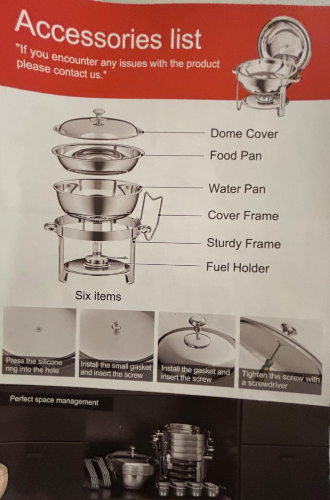 Chafing Dishes for Buffet, 4 Pack 5QT Round Stainless Steel Chafing Dish Set for Home Parties, Christmas Gatherings, Catering Events Complete Buffet Warmer Set (Silver 4) customer photo 2