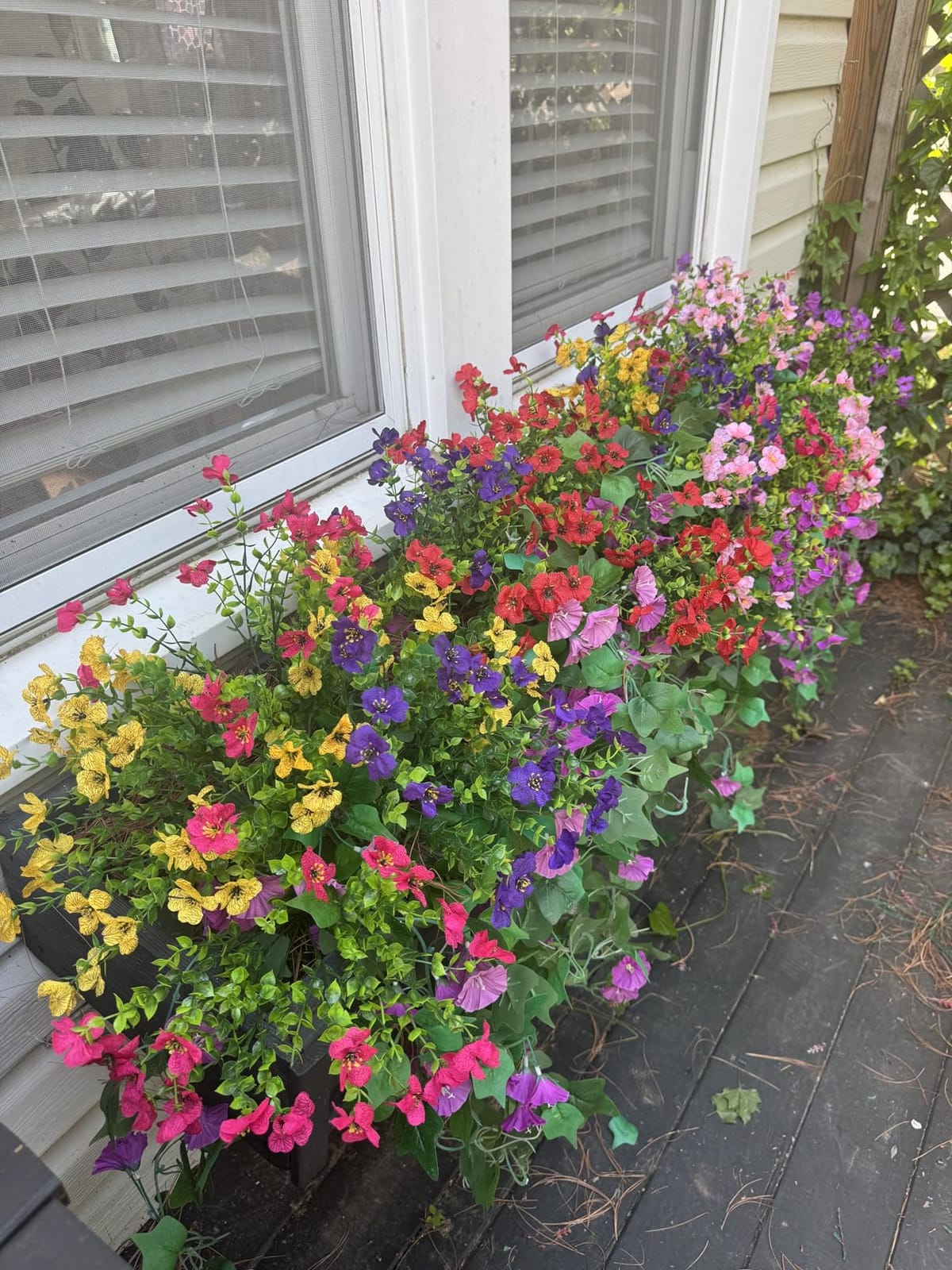 INQCMY Artificial Fake Fall Plants Flowers for Outdoor Outside Decoration | 12 Bundles Faux Silk Colorful Daisy UV Resistant Look Real No Fade for Front Door Porch Patio Yard Balcony Autumn Decor customer photo 2