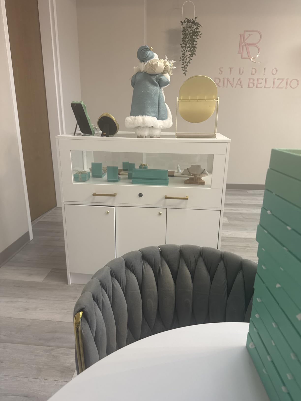 Armoire Bedroom Island Wardrobe Closet Island with Glass Drawer & 3 Doors, Island Glass Dresser Closet Island for Bedroom Cloakroom Store White (39.3”W x 19.6”W x 39.3”H) customer photo 2