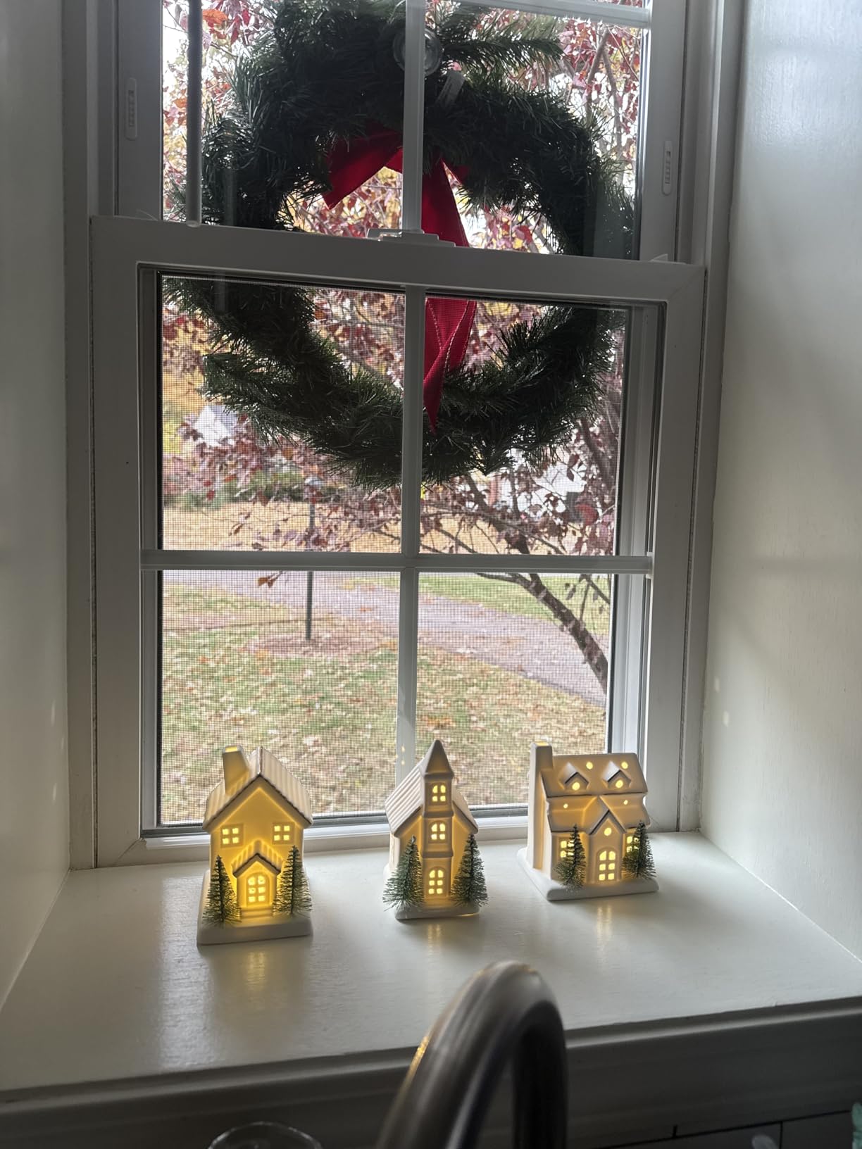 Ceramic White Christmas Village Houses, Light Up Porcelain Village Houses customer photo 1