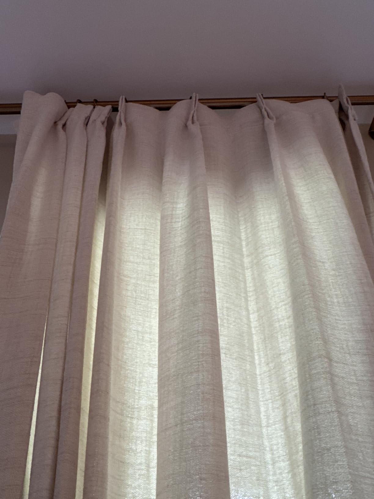 Pinch Pleat Thick Linen Viral Curtains 84 Inch Length 2 Panels Set for Living Room,Cream Beige Neutral Pleated Semi Sheer Curtain Light Filtering Privacy Let Light in Bedroom Window Drapes 40