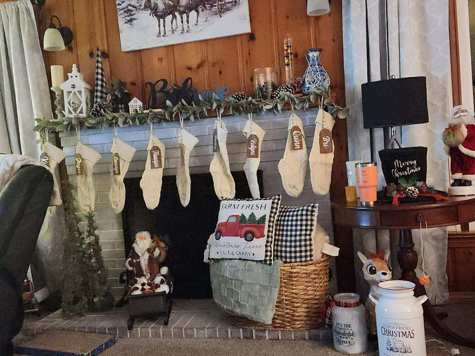 Fesciory Christmas Stockings, 3 Pack 18 Inches Cable Knitted Large Size Stocking Gifts & Decorations for Family Holiday Xmas Party (Burgundy&Ivory White and Green 18in) customer photo 2