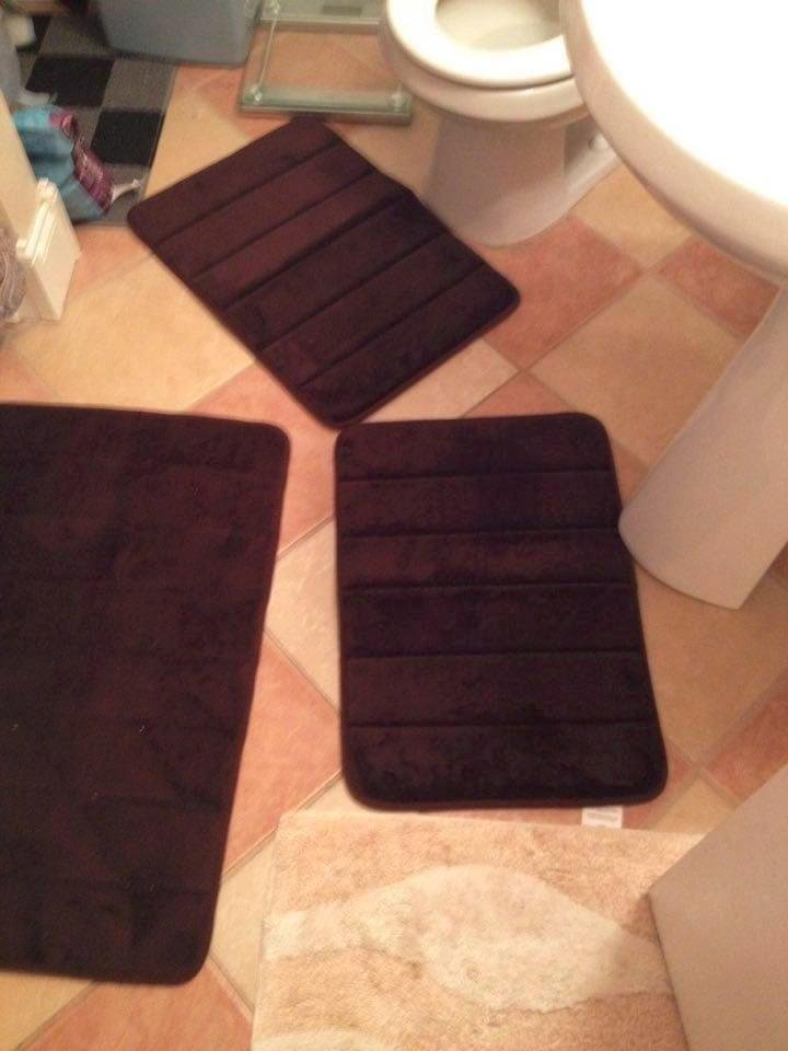 Black Bathroom Rug Set Memory Foam Bath Mats 3 Piece with Toilet Mats, Soft & Supportive, Shock Absorbing, Water Absorbent, Non-Slip Bath Rugs, Machine Washable, Area Rug, Home Decor Accessories customer photo 1