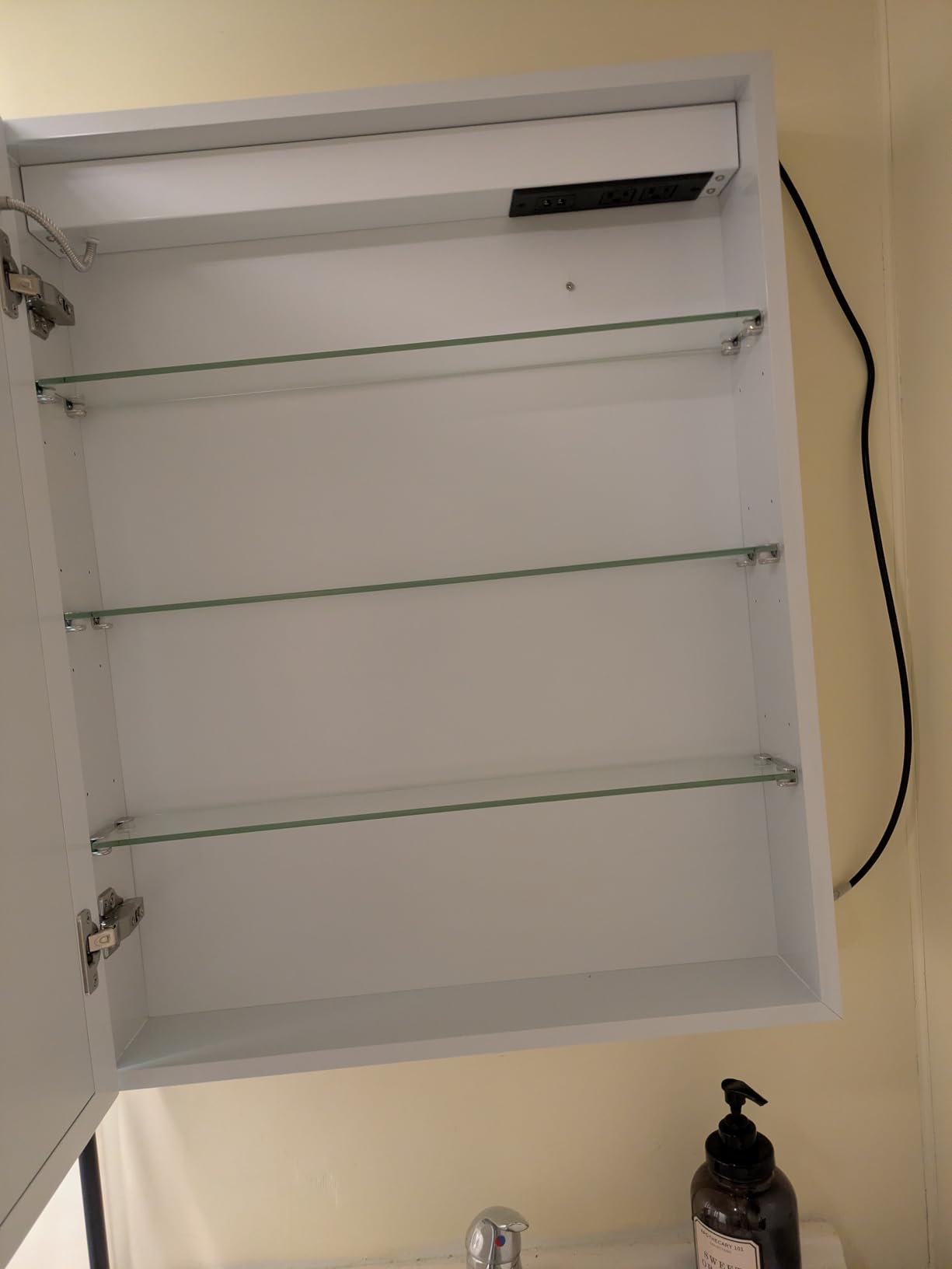 DEYGIA LED Medicine Cabinet with Mirror for Bathroom, Assembly-Free Lighted Medicine Cabinet, Defog, Stepless Dimming, 3 Colors, 2 Outlets, 2USB, Aluminum Wall Mounted Mirrored Cabinets, 40”Wx24“H customer photo 1