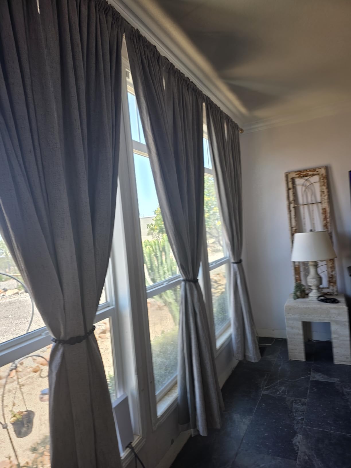 KOUFALL White Blackout Curtains 63 Inch Length for Bedroom,Linen Back Tab Black Out Bay Window Curtains customer photo 2