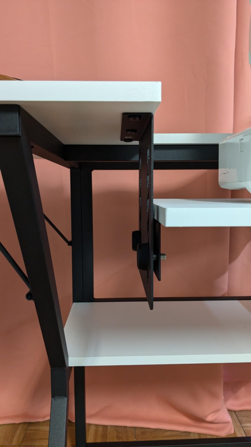 Sewing Table, Large Sewing Machine Table with Adjustable Platform and Storage Shelf - White customer photo 1
