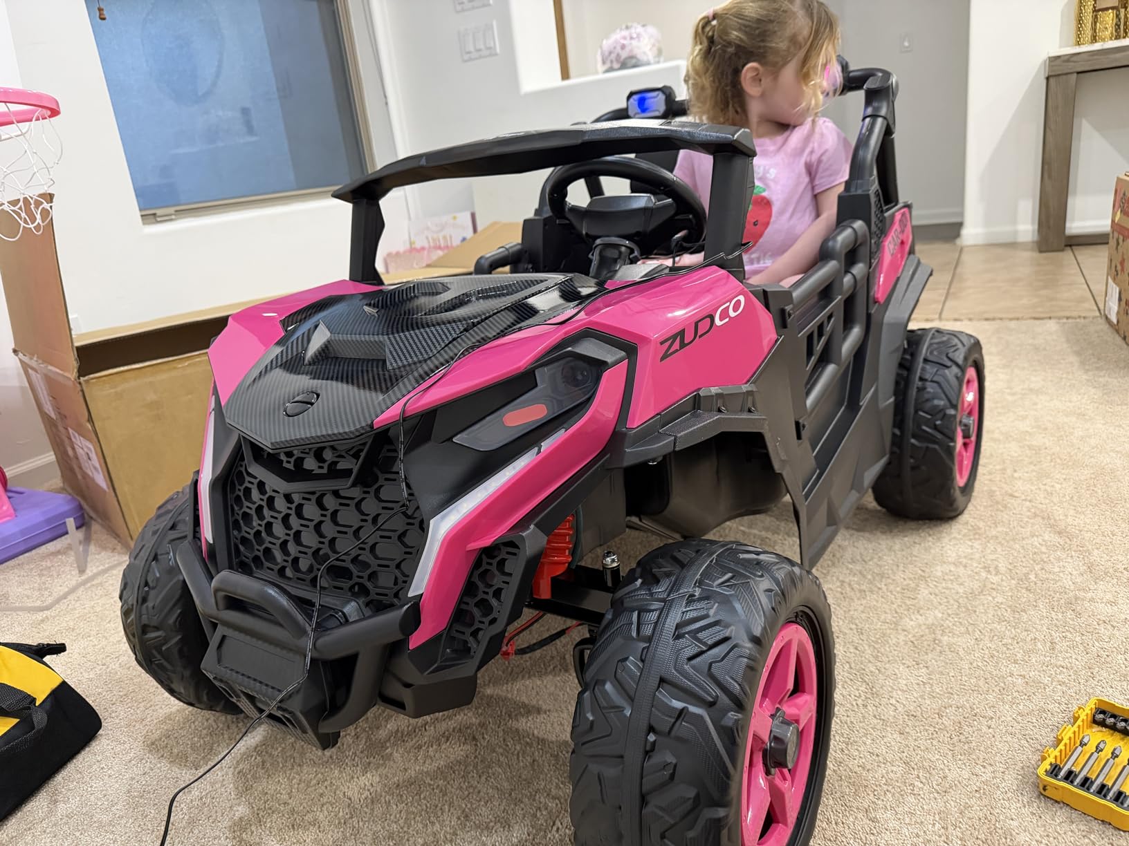 ARBELI 24V 4WD 2 Seater Ride on Toy Car for Kids 3-8, EVA Tires, Blue customer photo 1