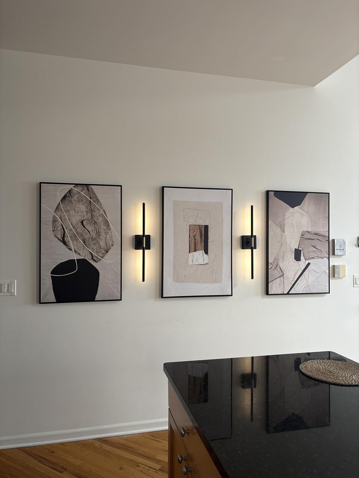 Large Framed Neutral Abstract Wall Art, Set of 3, Beige Brown, 24x36 In customer photo 2