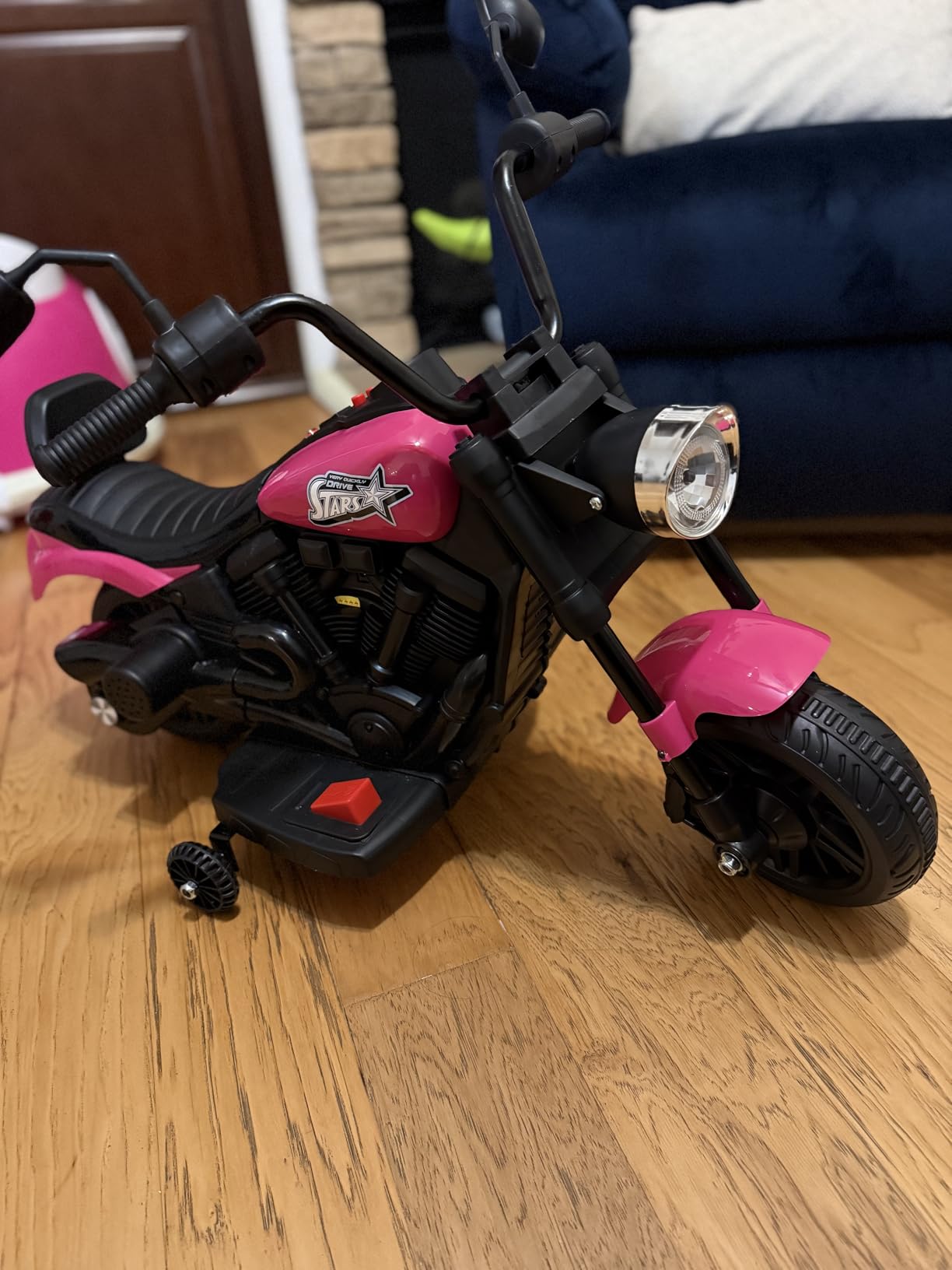 Costzon Toddler Motorcycle, 6V Battery Powered Electric Motorcycle with Detachable Training Wheels, Soft Start, Headlights & Music, Kids Motorcycle Ride on Toy for Toddlers Boys Girls 18+ Months(Blue) customer photo 2