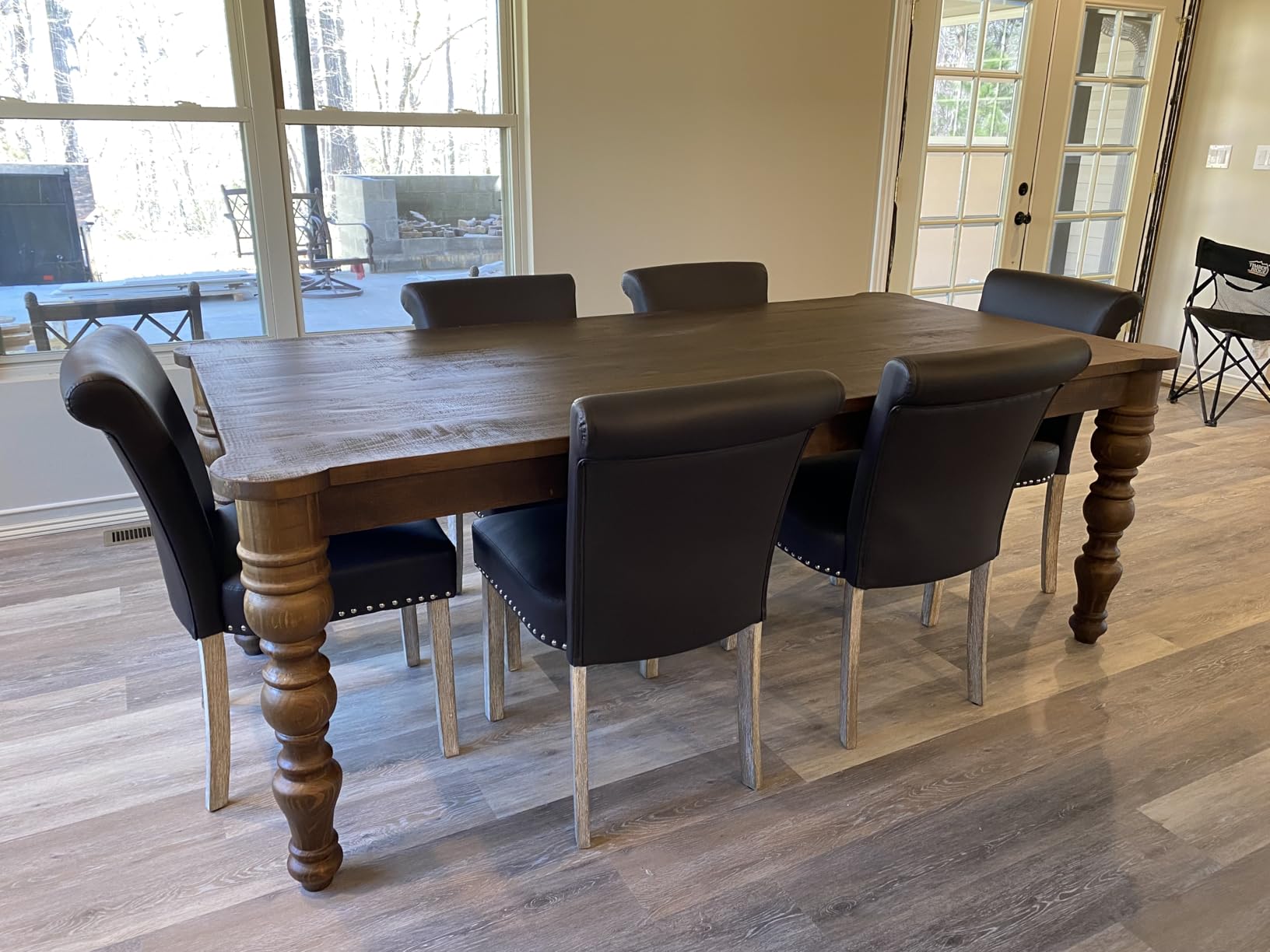 CHUN YI Dining Chairs Set of 4, Faux Leather Dining Room Chairs, Upholstered Modern Parsons Chairs for Dining Room Kitchen Side Chair with Sturdy Wood Legs, Brown (Only Chair) customer photo 1