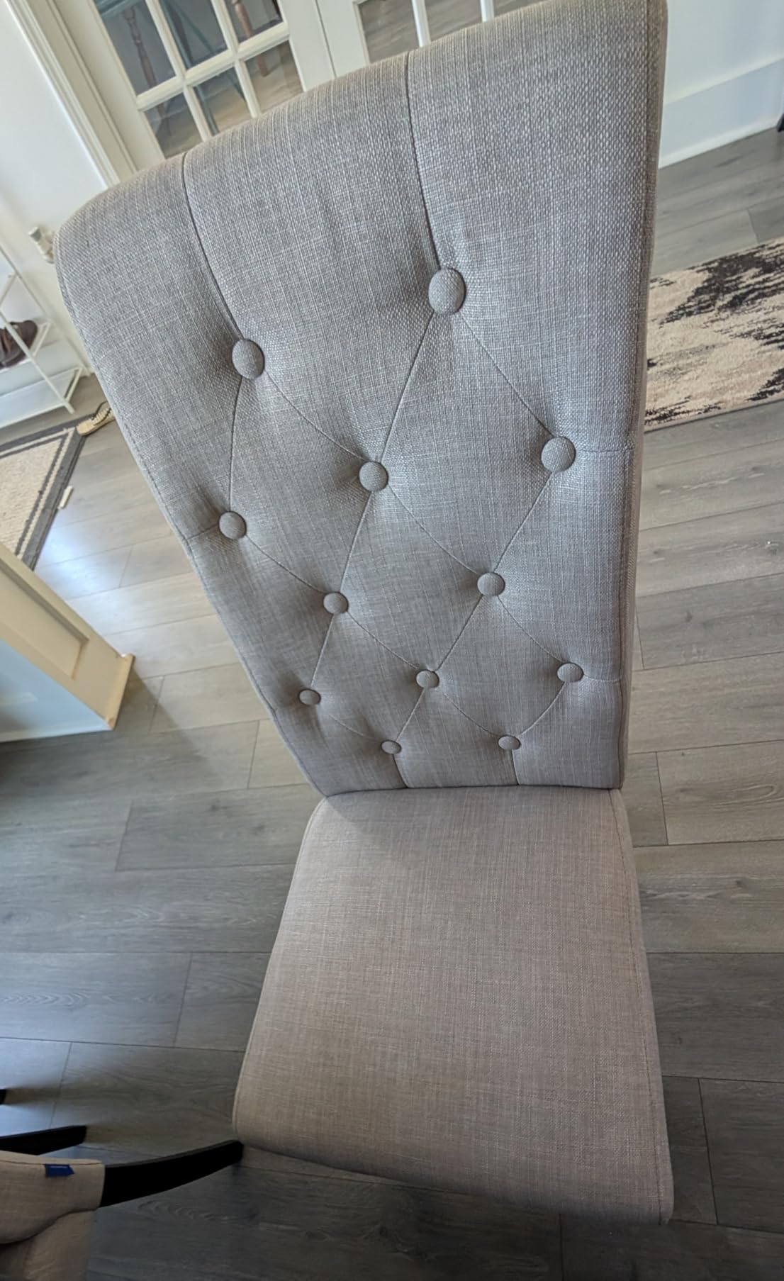CHUN YI Dining Chairs Set of 4, Faux Leather Dining Room Chairs, Upholstered Modern Parsons Chairs for Dining Room Kitchen Side Chair with Sturdy Wood Legs, Brown (Only Chair) customer photo 2