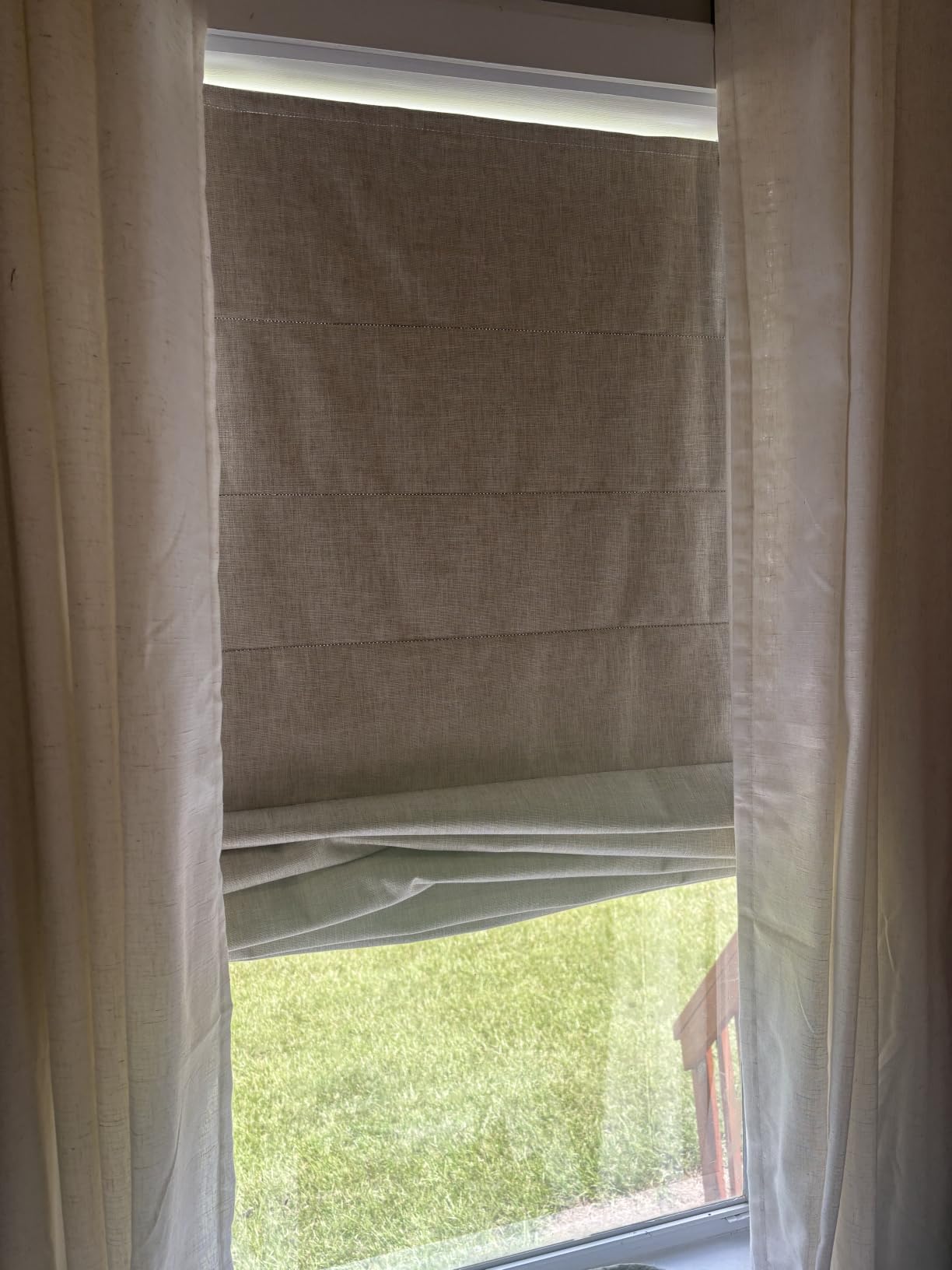 LazBlinds No Drill Cordless Roman Shades, 28'' W x 64'' H, Beige customer photo 1