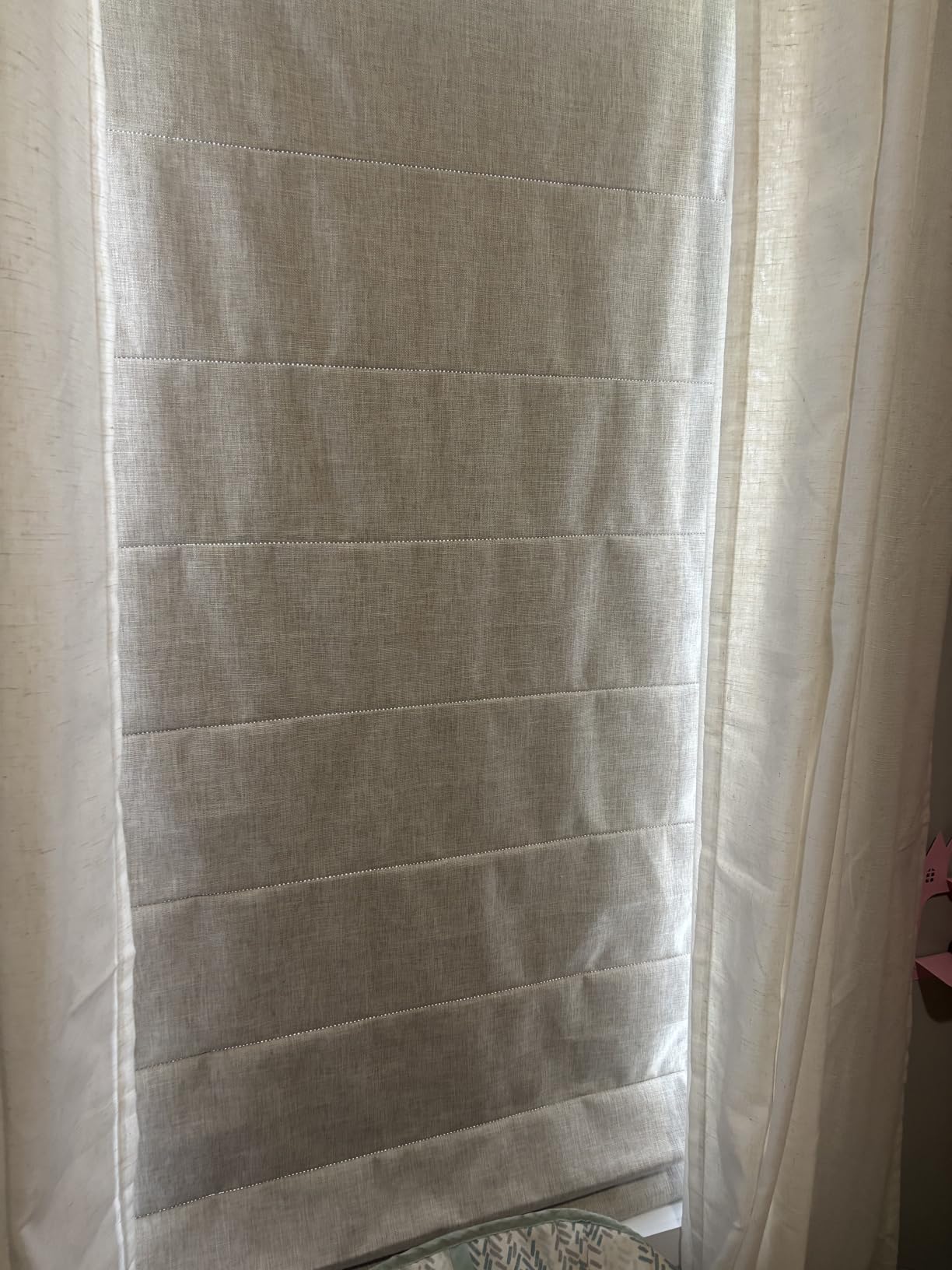 LazBlinds No Drill Cordless Roman Shades, 28'' W x 64'' H, Beige customer photo 2