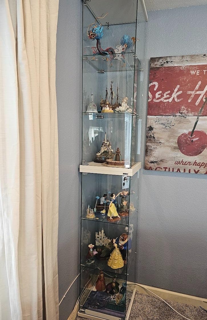 VIVOHOME 2-Tier Glass Display Cabinet, 31.9''H x 15.7''W x 15.7''D customer photo 2