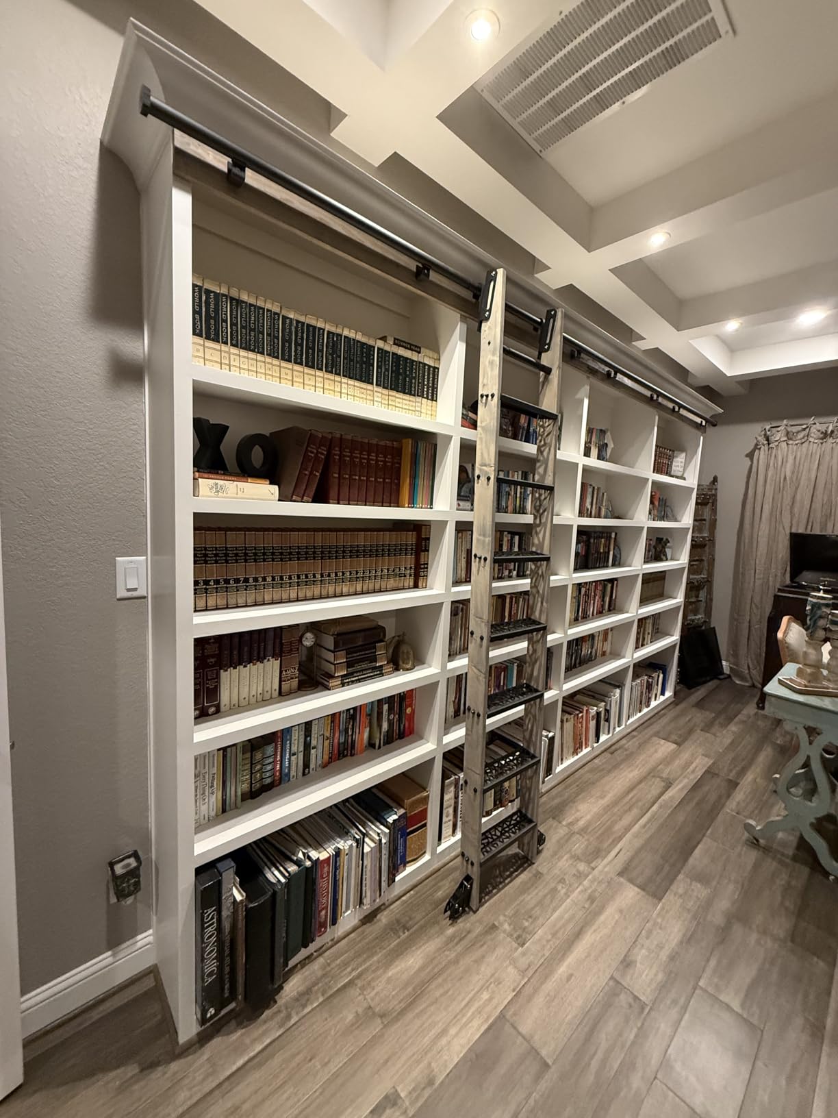 10FT Telescopic Hook-on Sliding Library Ladder Hardware customer photo 1