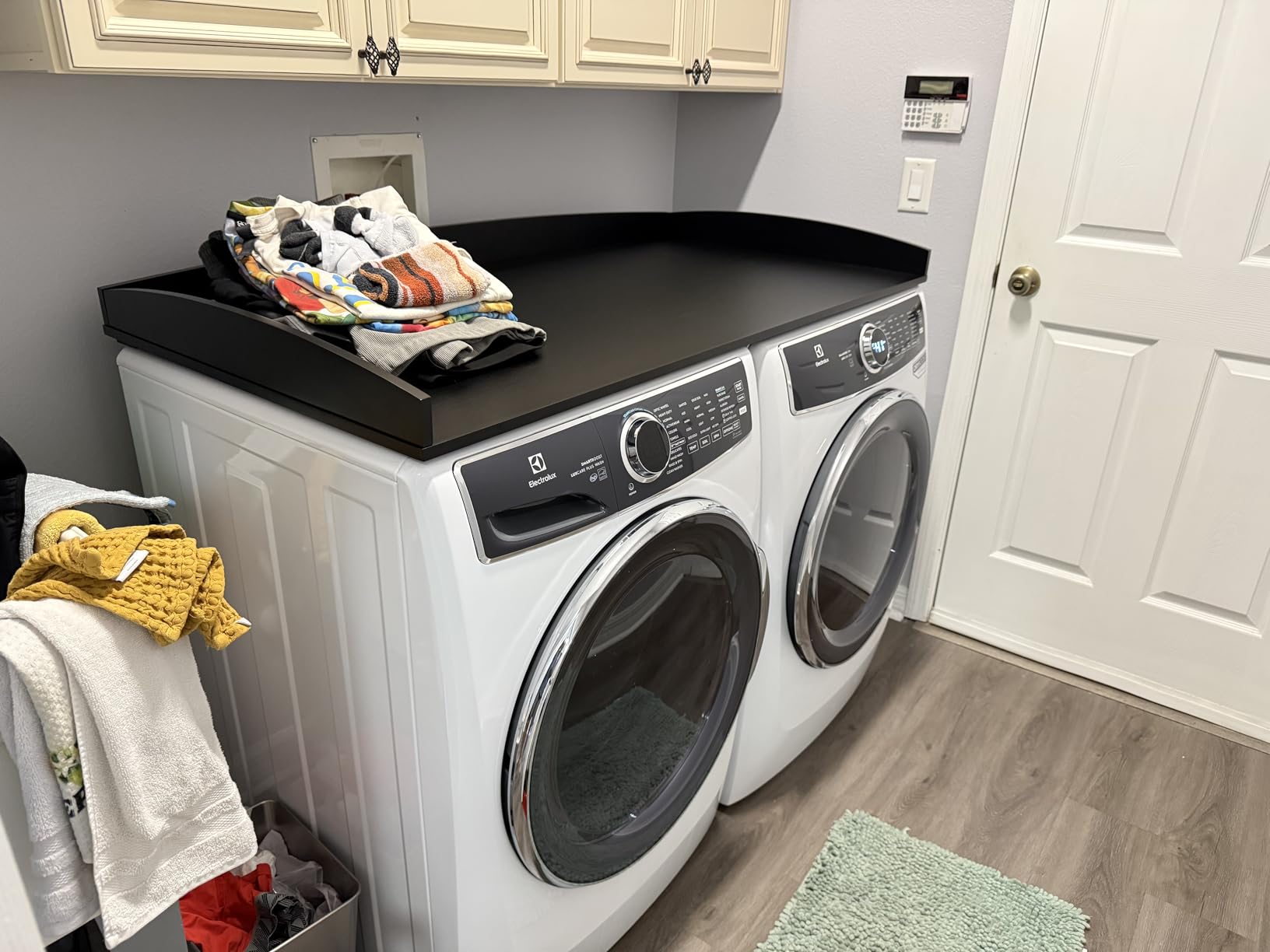Nedura Washer Dryer Countertop with Anti-Vibration Pads, Curved Edge Rails, Premium Bamboo Laundry Countertop, Washer Dryer Topper, Laundry Room Organization, Laundry Room Accessory – Dark Walnut customer photo 1