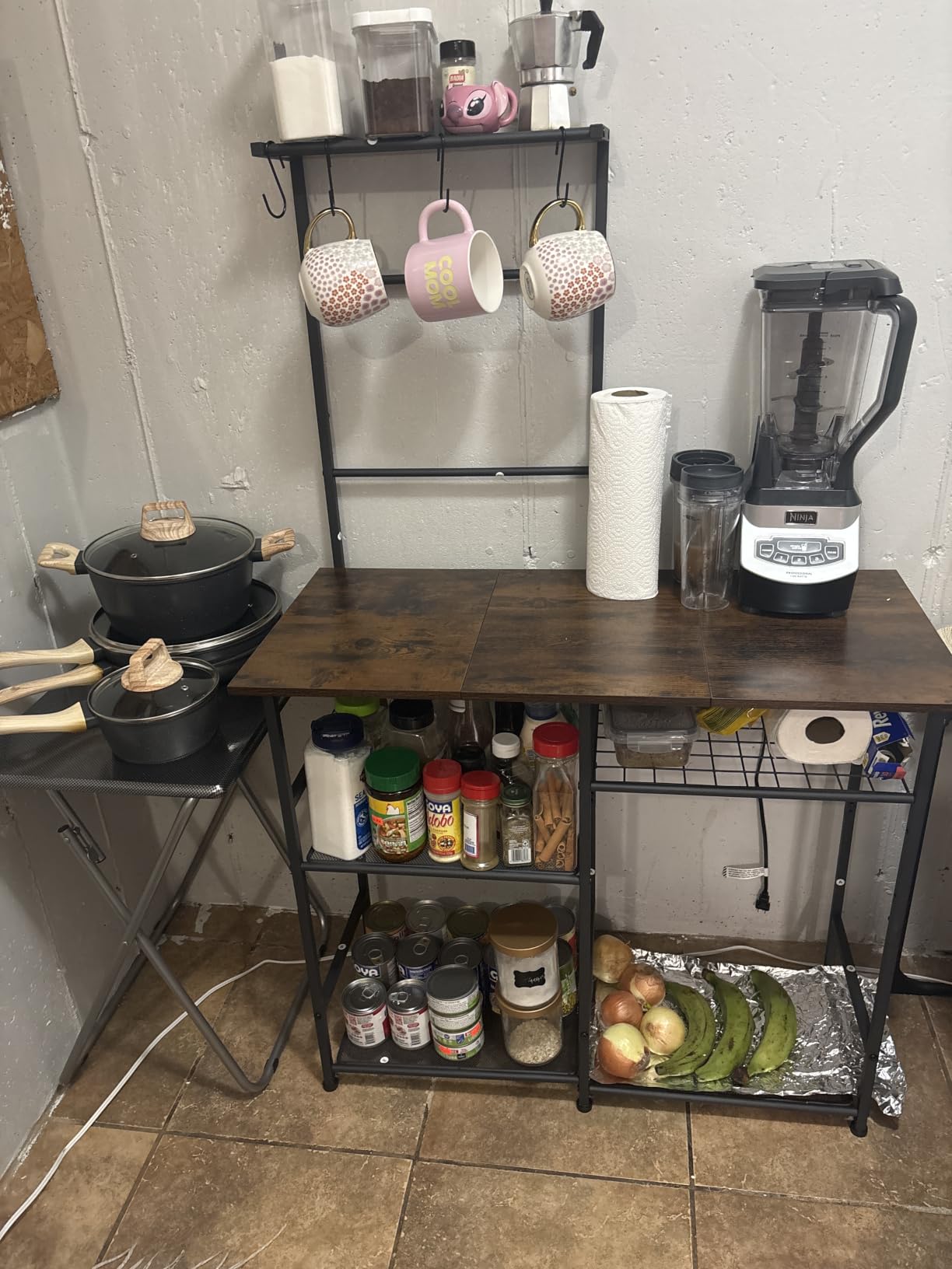 3IngSeagulls Baker's Rack for Kitchen with Storage, Microwave Stand with Adjustable Shelves and 10 S Hooks, 6-Tier Coffee Bar Station, Kitchen Shelves for Spices, Pots, Rustic Brown customer photo 2