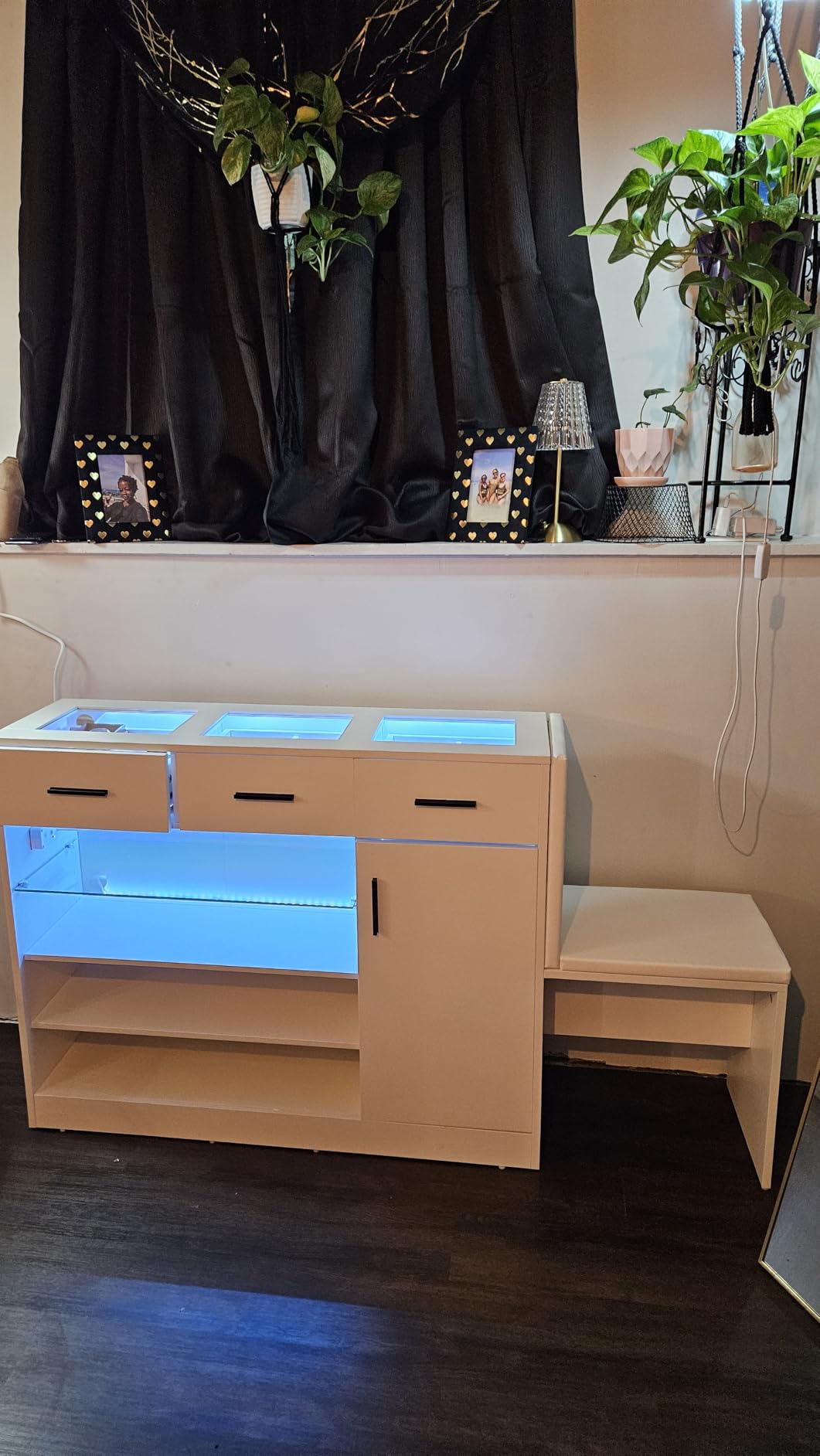 Wardrobe Armoire Closet with Charging & LED Light, Closet Island Dresser customer photo 1