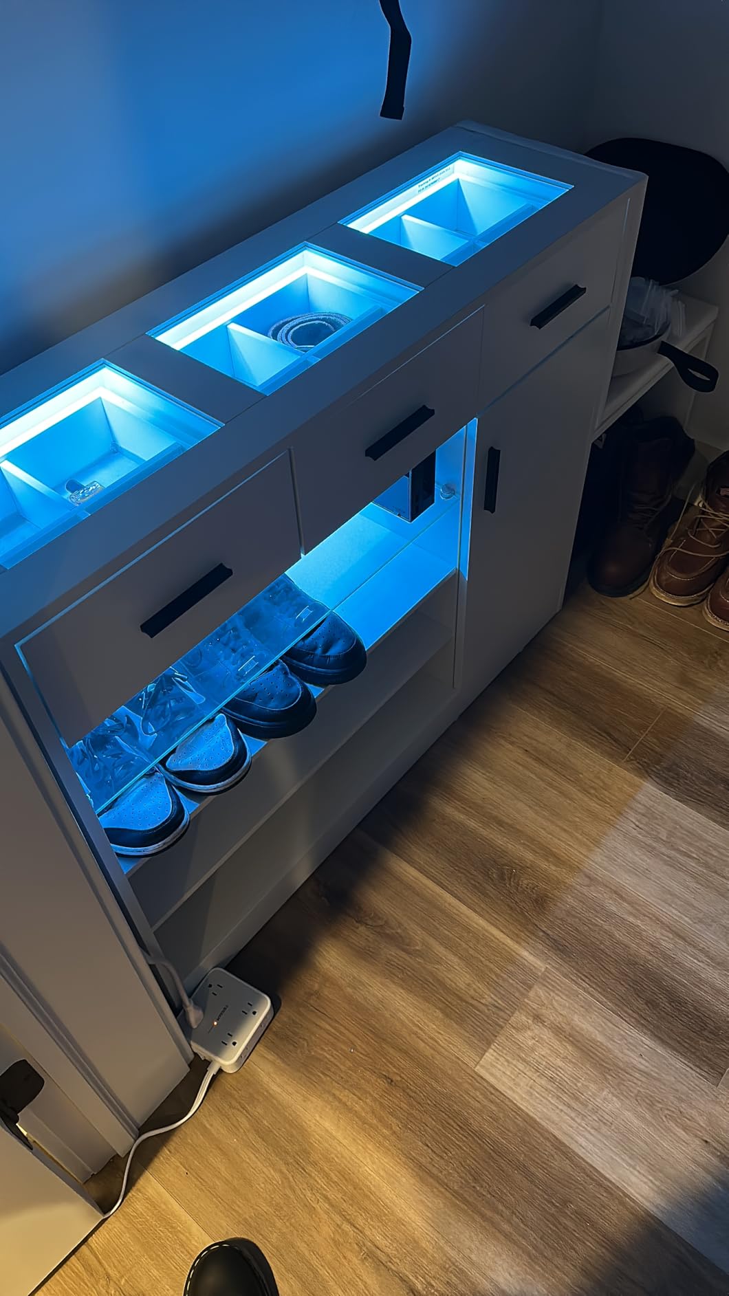 Wardrobe Armoire Closet with Charging & LED Light, Closet Island Dresser customer photo 2