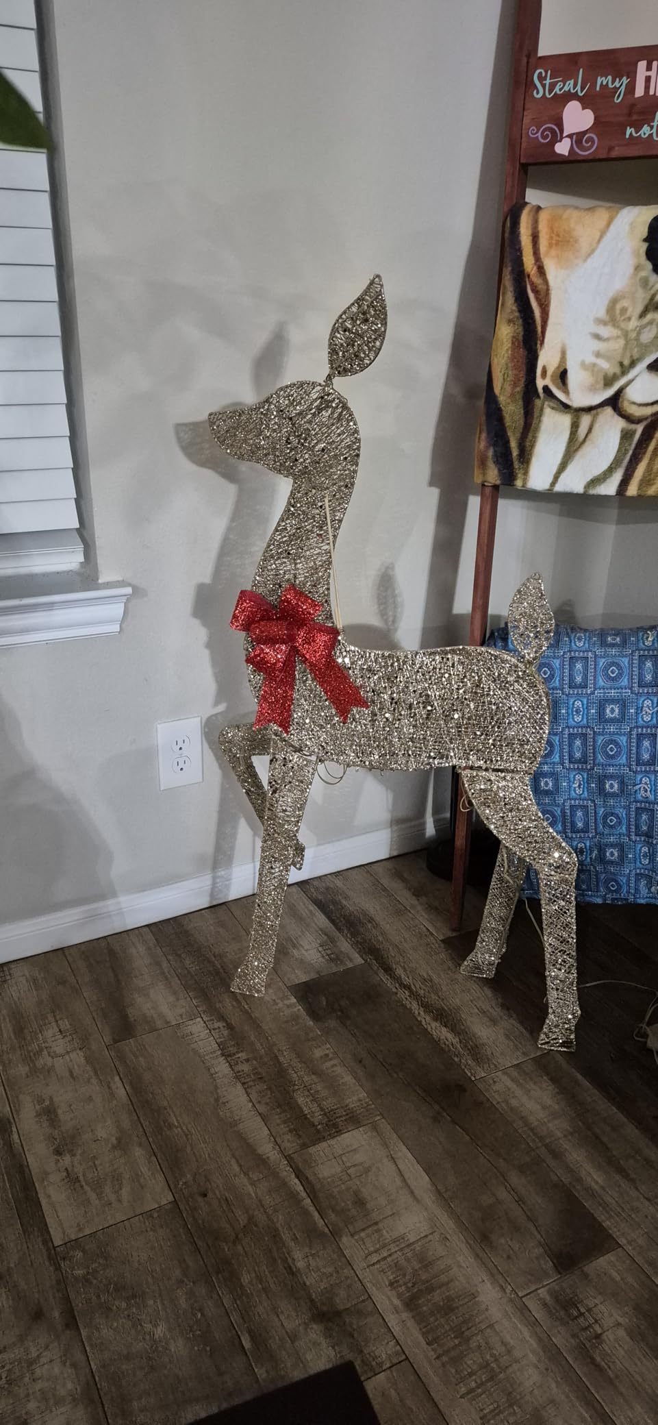 3-Piece 2D Lighted Christmas Deer Family Set - HOYECHI Large Outdoor Yard Reindeer Holiday Decoration with 145 LED Lights, Stakes, Zip Ties - Gold customer photo 1