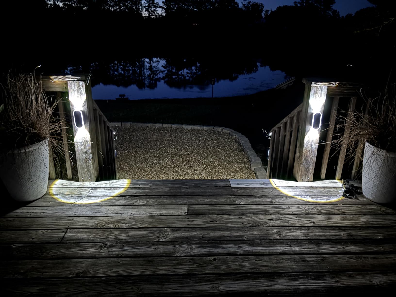 Ellasay Solar Fence Lights Outdoor: 6-Pack Solar Powered Wall Lights Up and Down Waterproof IP65-3 Color Brighter LED Focus Lens SolarLights Dusk to Dawn 12h for Patio/Backyard/Porch/Railing customer photo 2