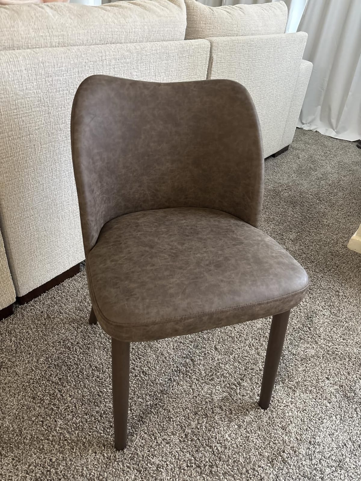 COLAMY Upholstered Dining Chairs Set of 4, Modern Fabric Dining Room Kitchen Side Chair with Padded Seat and Wood Legs for Restaurant/Cafe, Beige customer photo 1