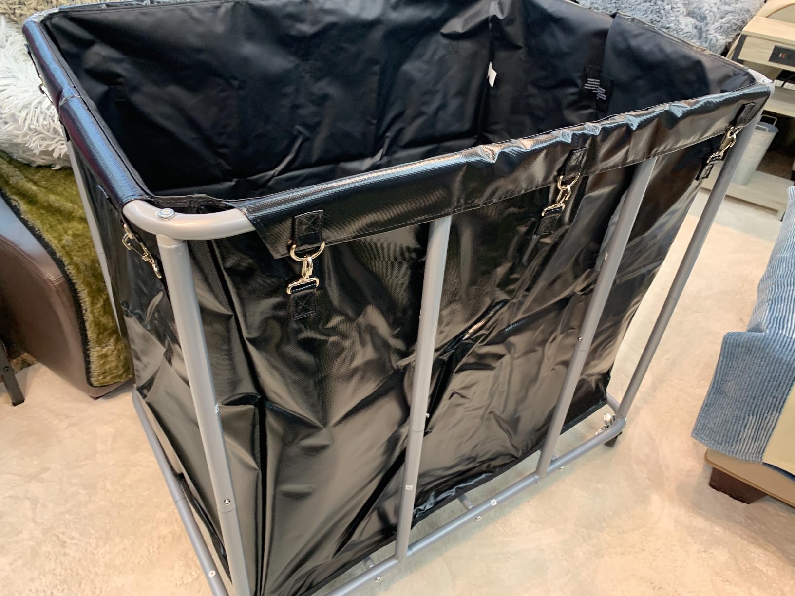 STORAGE MANIAC Commercial Laundry Cart with Wheels, 420L Black customer photo 2
