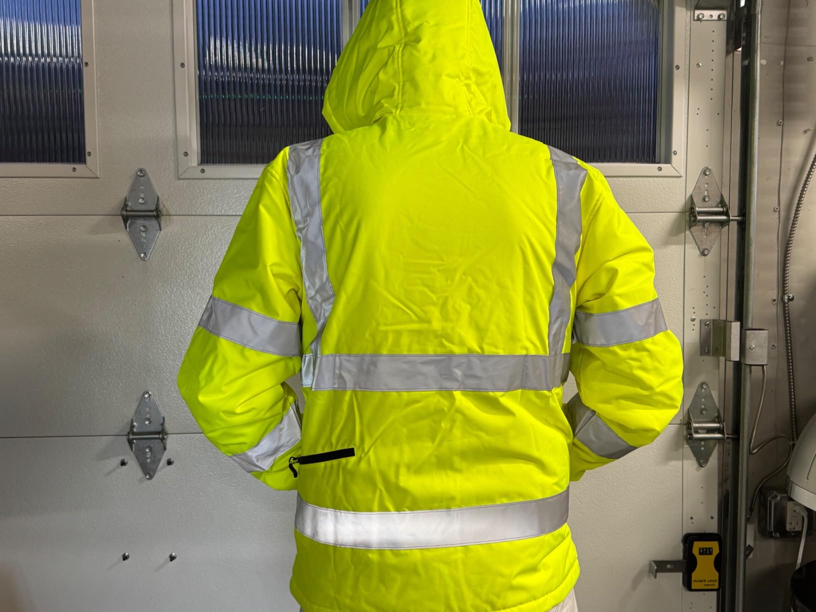 Heated Hi-Vis Safety Jacket for Men with Battery, Class 3 Waterproof Work Coat with 3M Reflective Tape for Winter customer photo 1