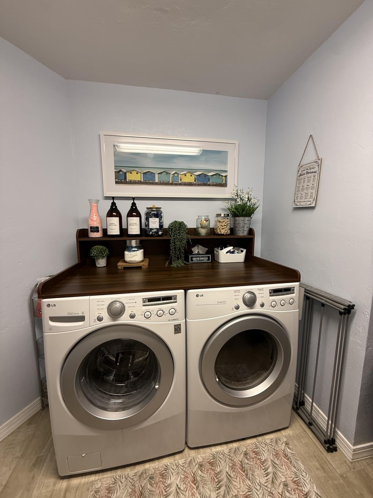 Royxen Laundry Countertop with Storage Universal Fit, Washer and Dryer Countertop with Shelf, 2-Tier Washer Dryer Topper for Laundry Room Storage (Walnut) customer photo 2