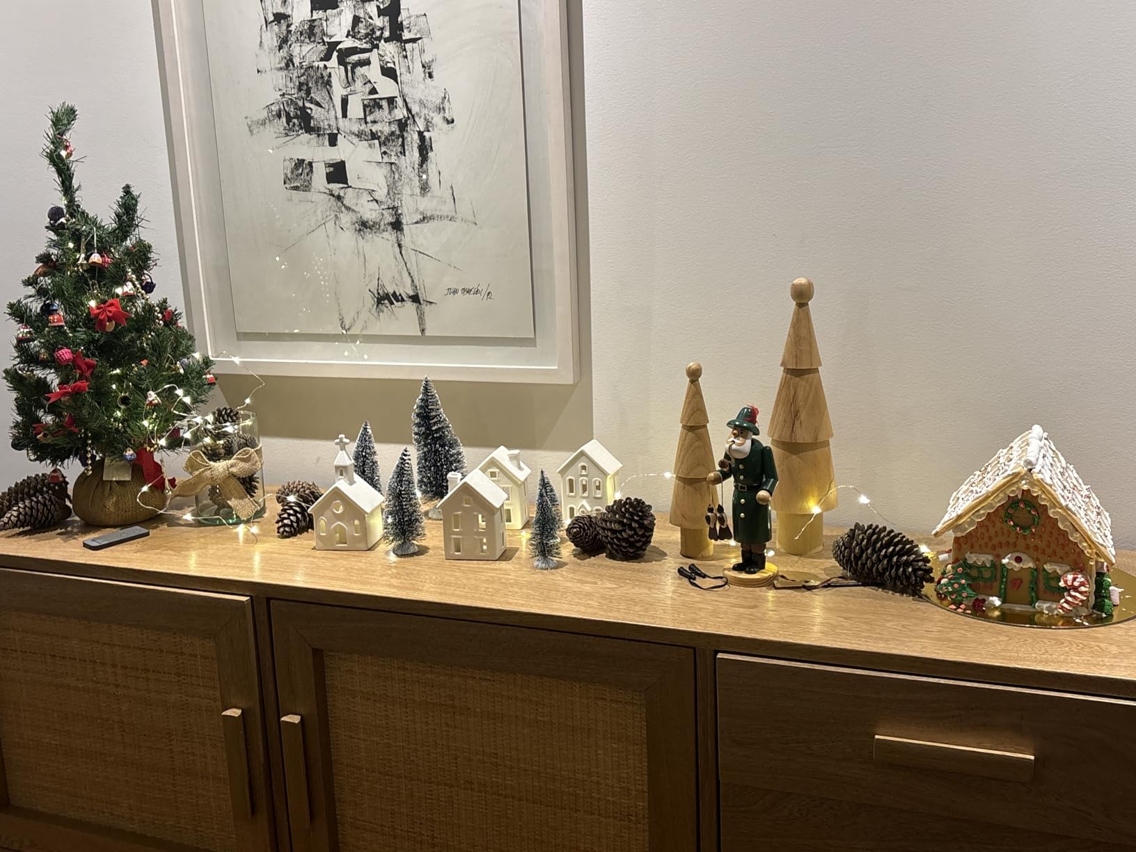 9 Pcs Christmas Village Figurines Sets - 4 Lighted Ceramic Houses & 5 Trees customer photo 2