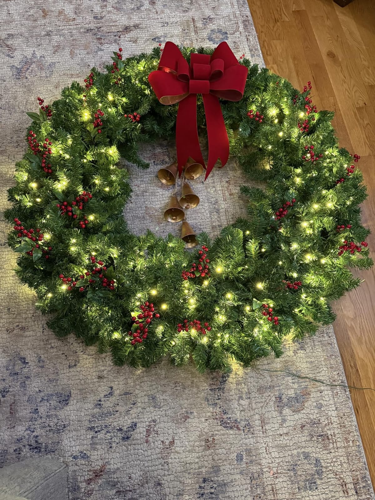 Best Choice Products 36in Large Artificial Pre-Lit Fir Christmas Wreath Holiday Accent Decoration w/ 150 LED Lights, 300 PVC Tips customer photo 1