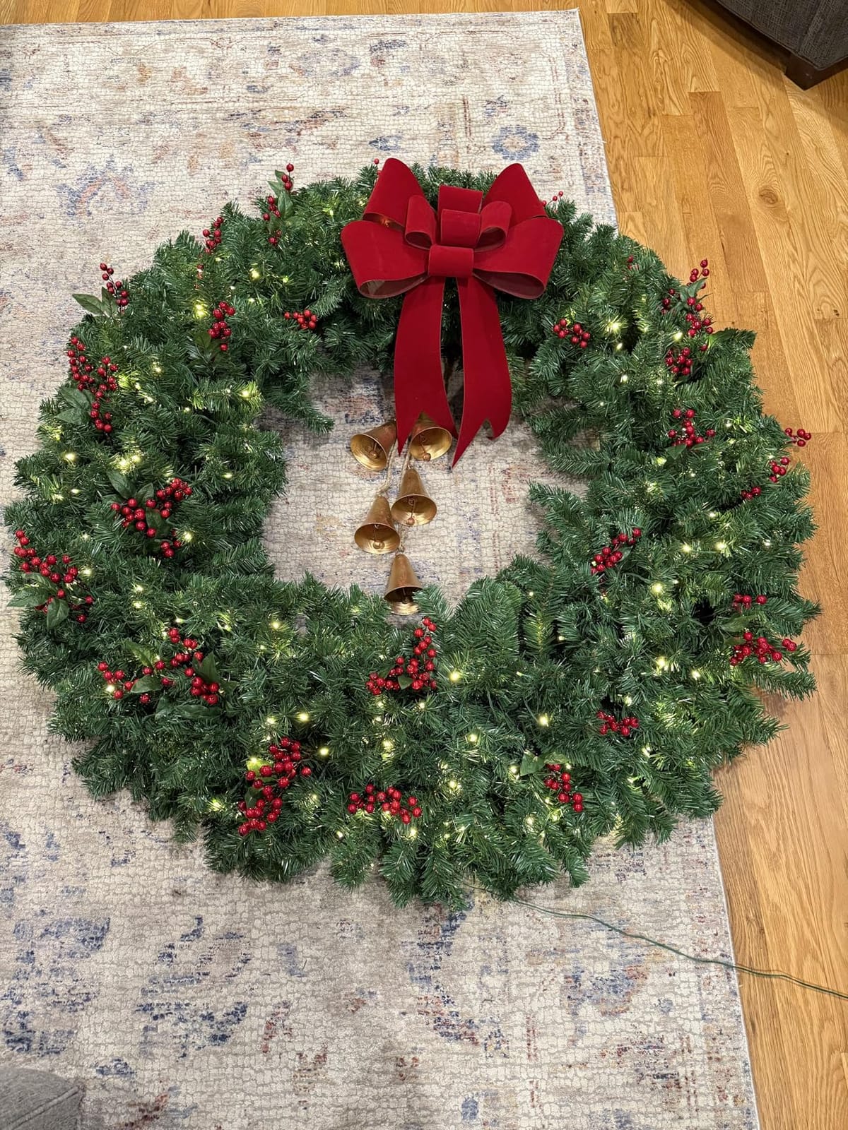 Best Choice Products 36in Large Artificial Pre-Lit Fir Christmas Wreath Holiday Accent Decoration w/ 150 LED Lights, 300 PVC Tips customer photo 2