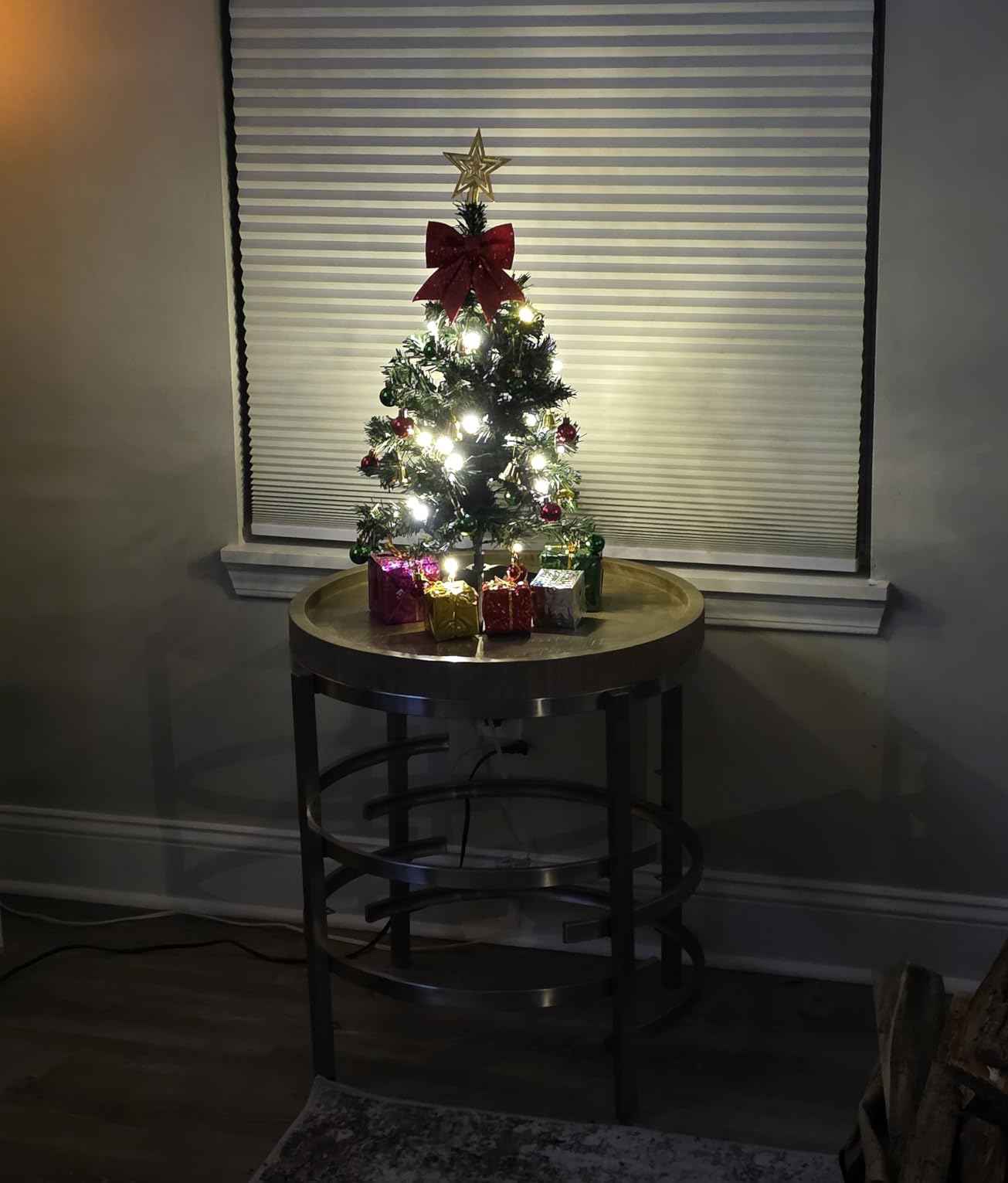 Small Christmas Tree with Lights - 23 Inch Mini Tabletop Christmas Tree with Warm-White LED Lights, Hanging Ornaments, Decorative Bow and Gift Boxes - Prelit Table Tree for DIY Christmas Decoration customer photo 1