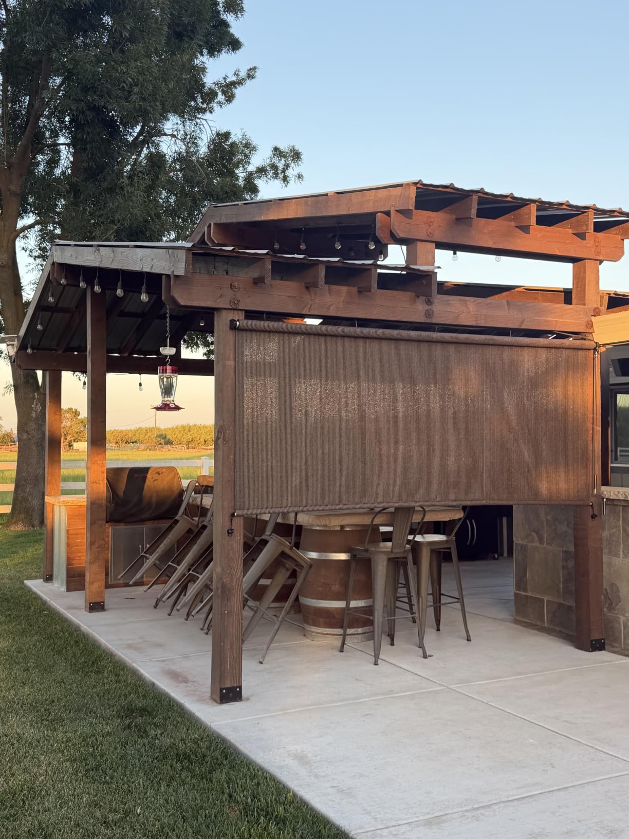 KANAGAWA 8'(W) x8'(H) Walnut Outdoor Roller Shade for Patio customer photo 2