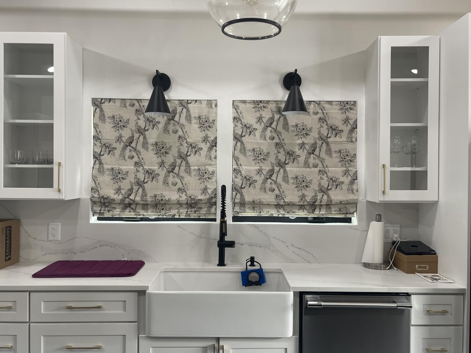 Everyday Celebration Peacock Cordless Blackout Roman Shades, Linen Blended Dual Layer Window Treatment for Bedroom Living Room, 26