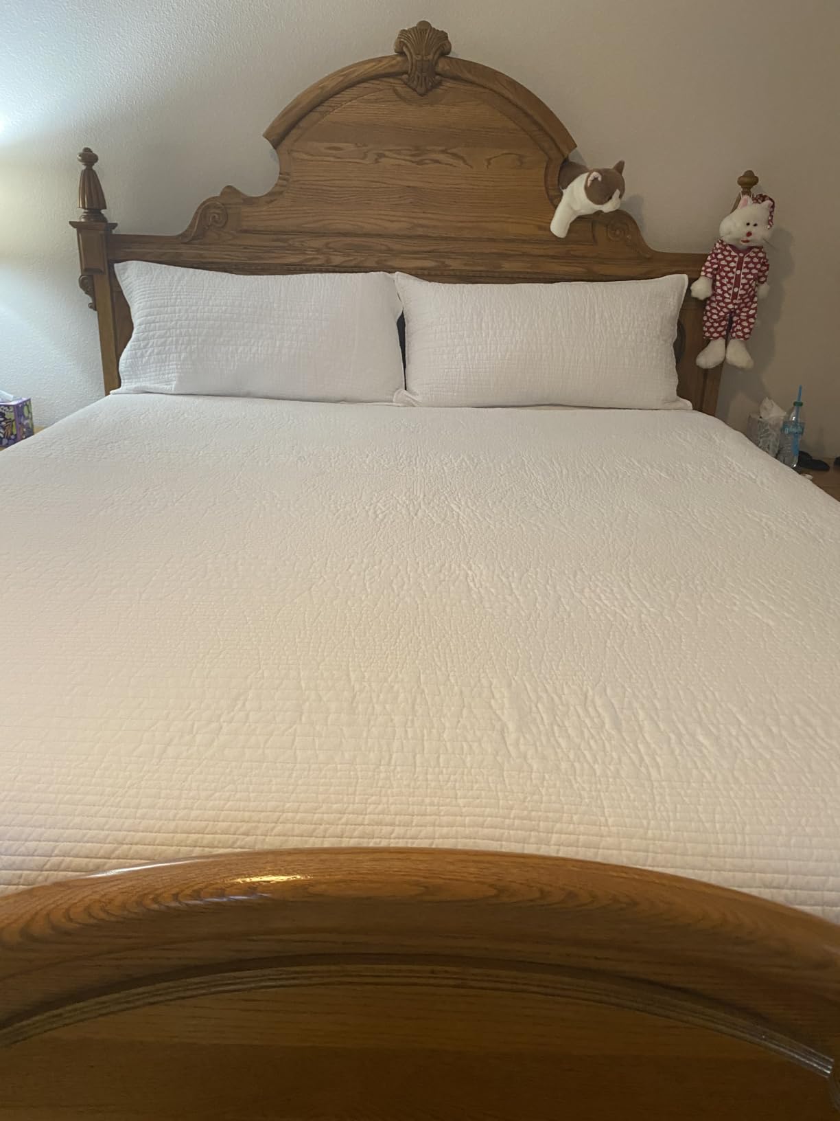 palassio Striped Blue Grey 100% Cotton Quilt Queen Size Bedding Sets, Lightweight Crinkly Channel Pick Stitch Textured Bedspread Soft Shabby Chic Farmhouse Country Coverlet for All Season, 2 Shams customer photo 1