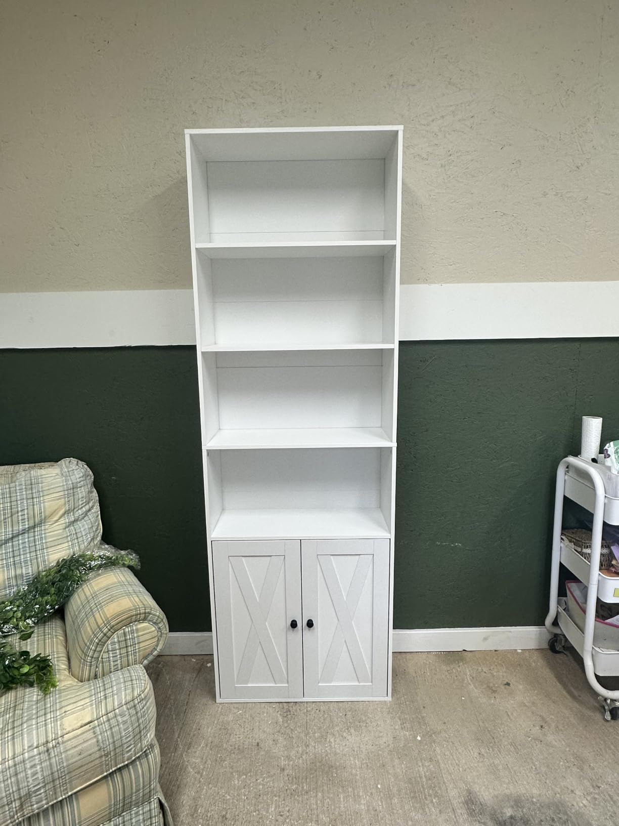Shintenchi Bookshelf, Industrial Bookshelves and Bookcases with Doors Floor Standing 6 Shelf Display Storage Shelves 70.9 inches Tall Bookcase for Home Office, Living Room (Black) customer photo 2