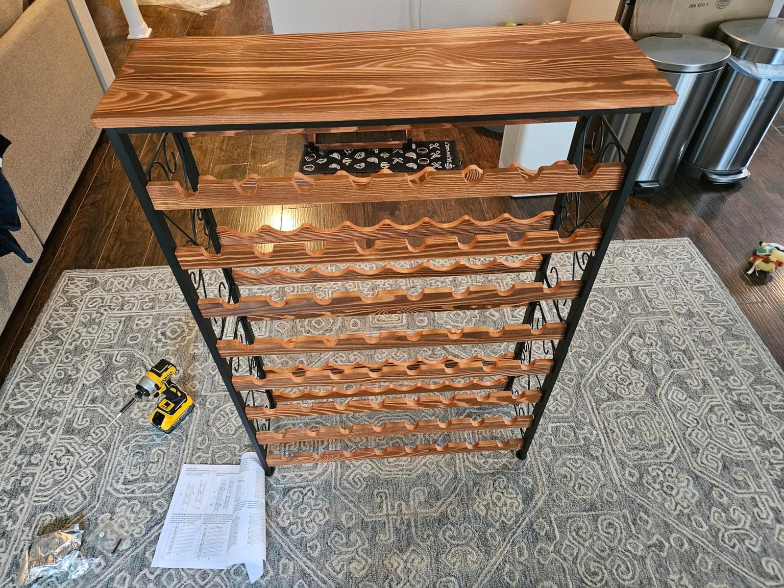 64 Bottles Wine Rack Freestanding Floor with 2 in 1 LED Light, Wine Bottle Rack Wine Holder Wine Storage Shelf for Kitchen Bar Pantry, Tall Wine Cabinet Stand Display 31.85''L X 10.6''W X 47.95''H customer photo 1