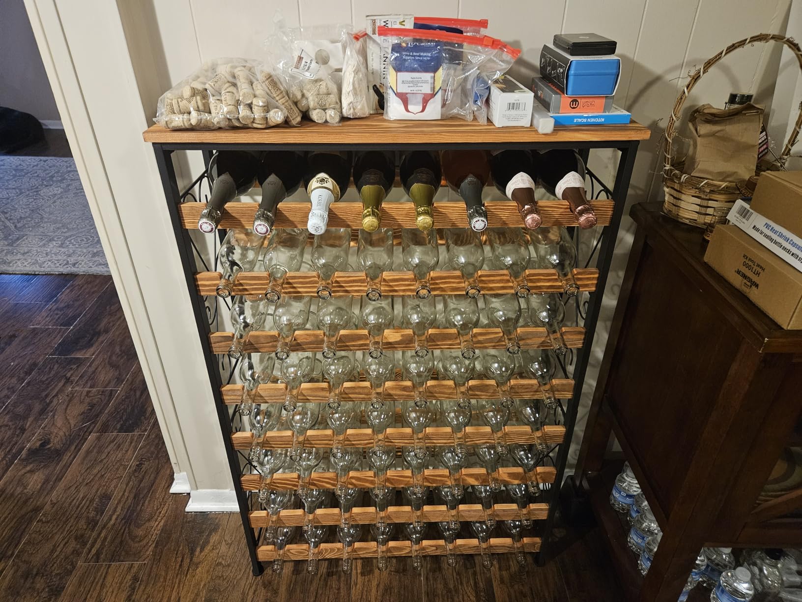 64 Bottles Wine Rack Freestanding Floor with 2 in 1 LED Light, Wine Bottle Rack Wine Holder Wine Storage Shelf for Kitchen Bar Pantry, Tall Wine Cabinet Stand Display 31.85''L X 10.6''W X 47.95''H customer photo 2
