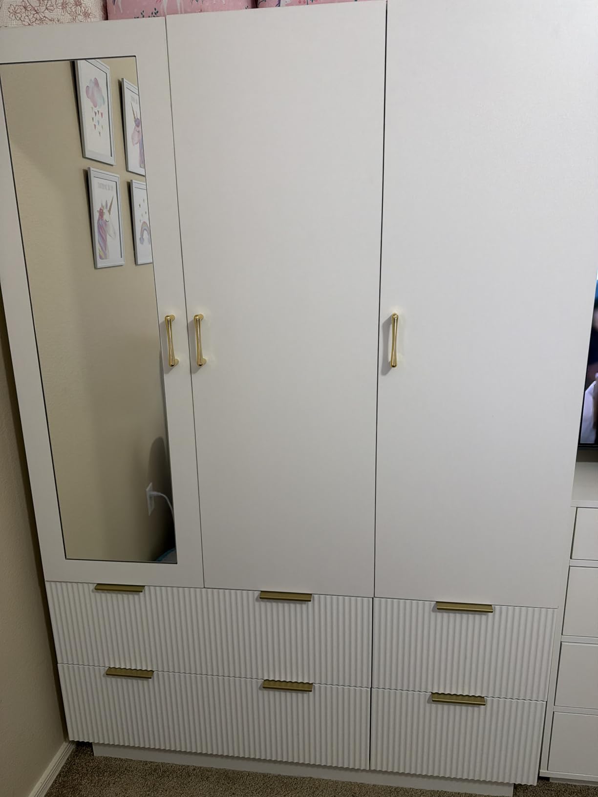 PAKASEPT Armoire Wardrobe Closet with 3 Door, Mirror, LED Lights customer photo 2