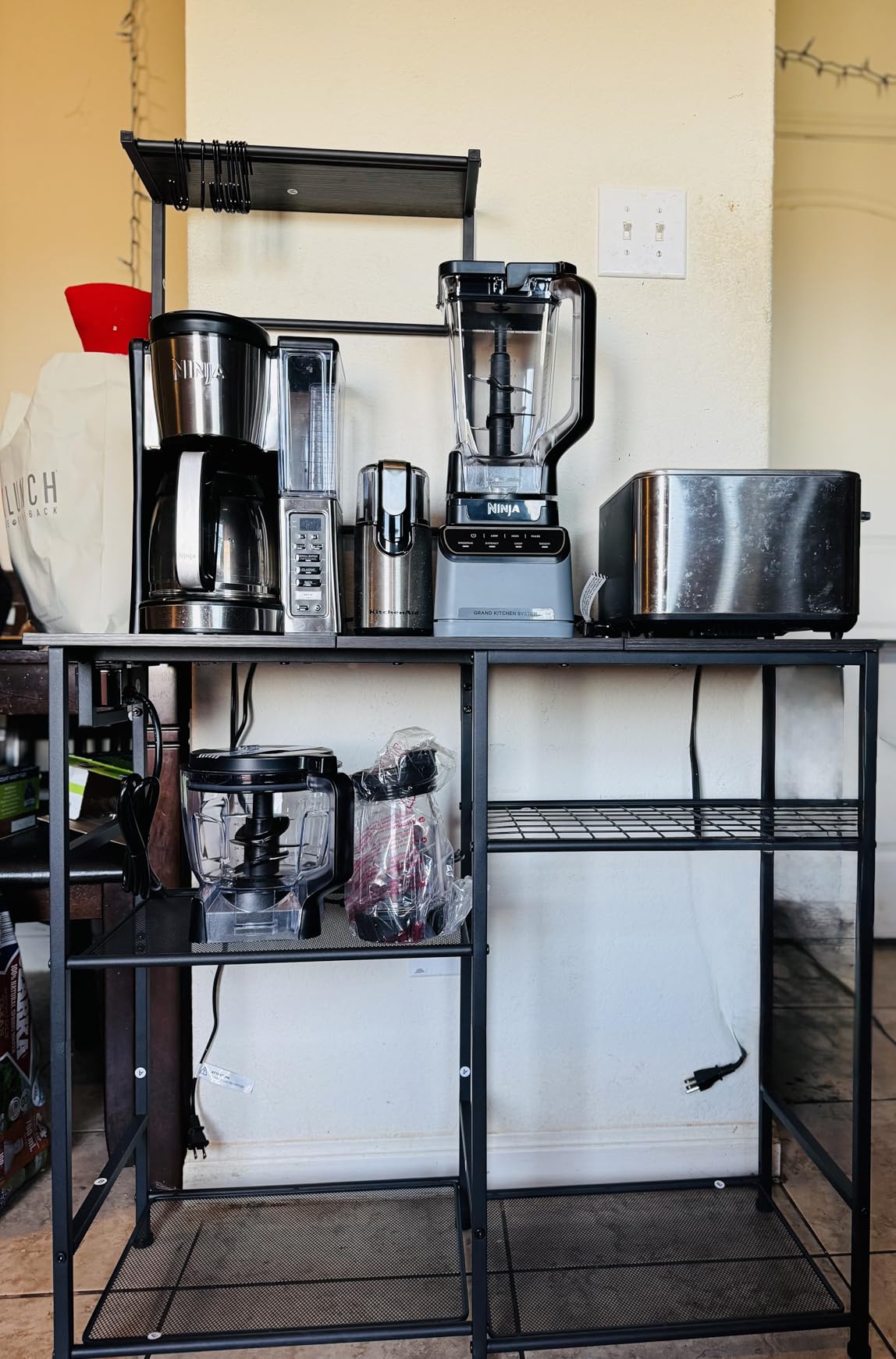 3IngSeagulls Bakers Rack with Power Outlet, Kitchen Microwave Stand with 10 S-shaped Hooks, 6-Tier Coffee Bar Station, Kitchen Storage Shelf Rack for Spices, Pots, Rustic Brown customer photo 1