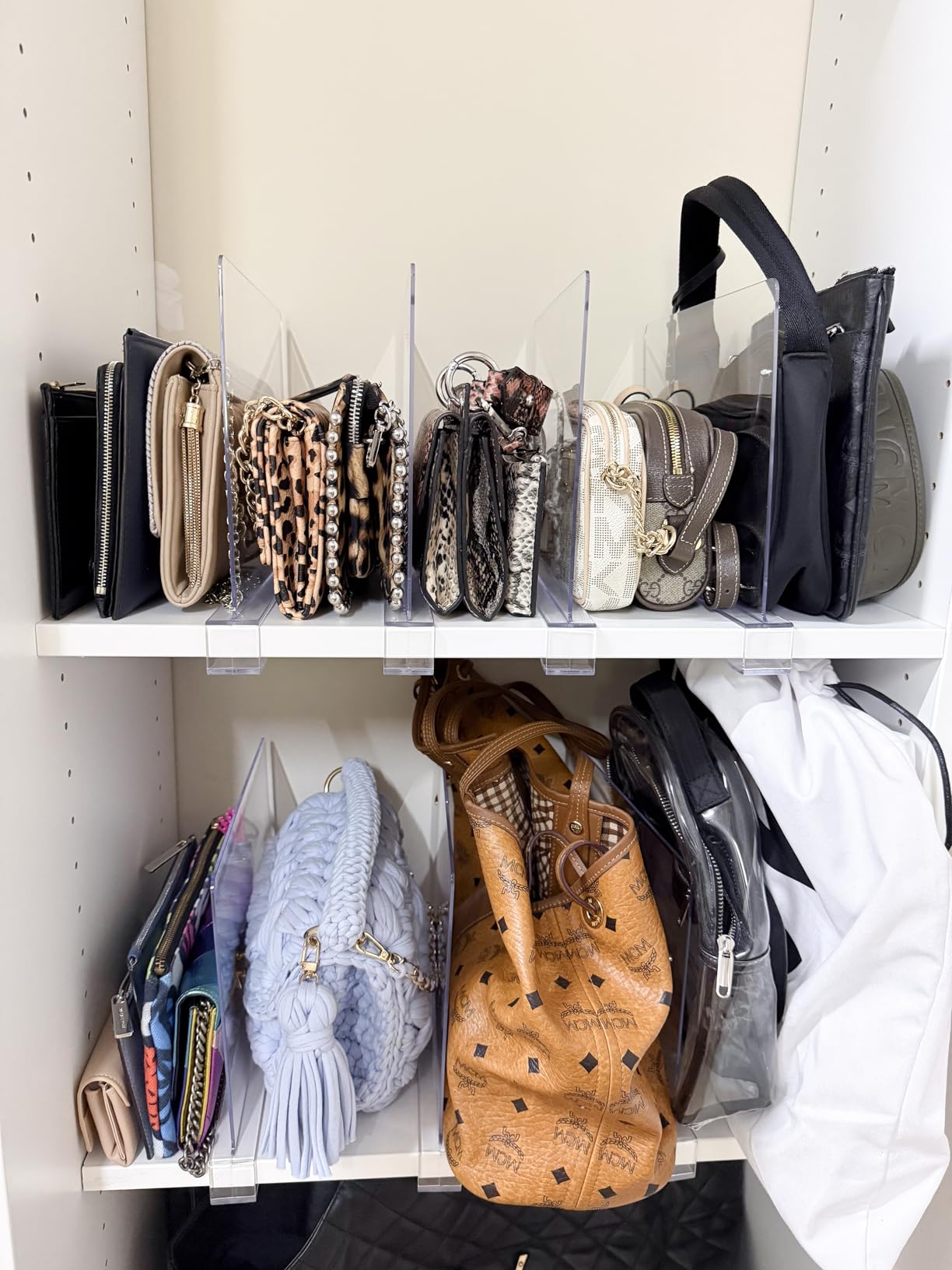 SortNStore Shelf Dividers Purse Organizer for Closet: Acrylic Clear 8 Pack customer photo 2