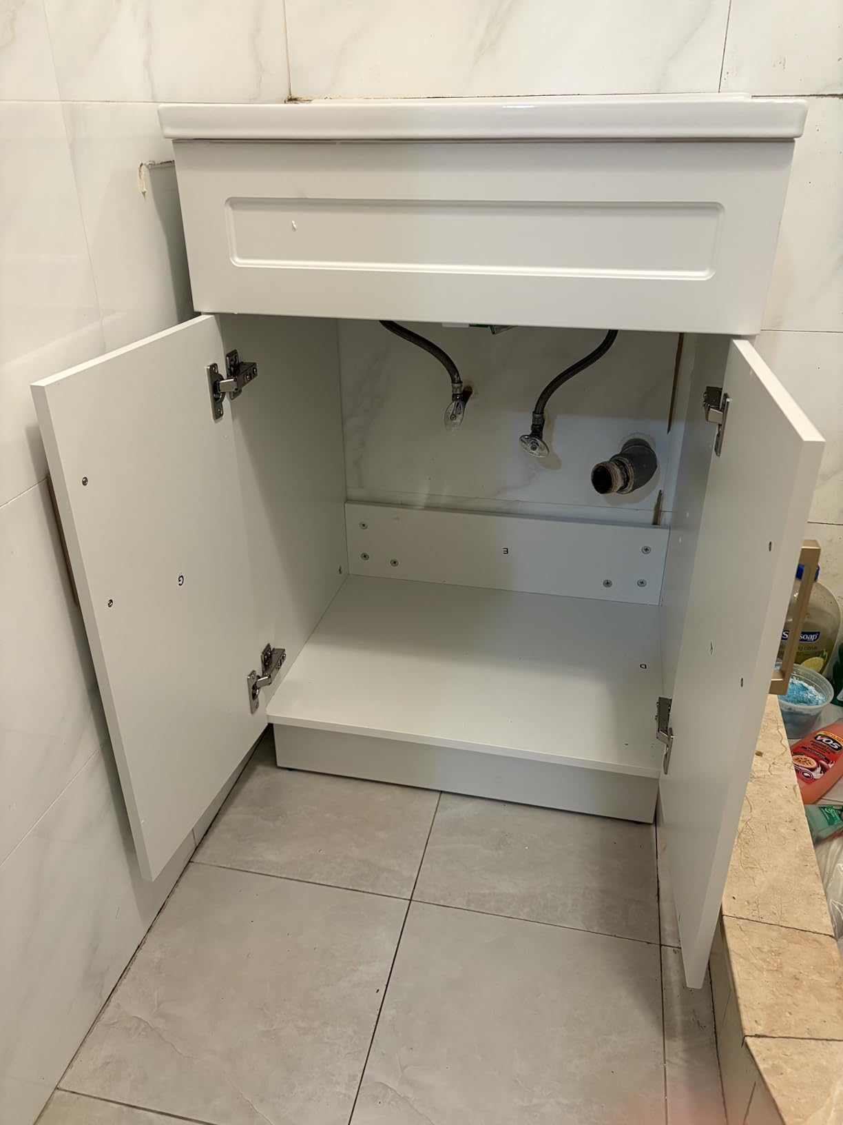 OLD CAPTAIN Bathroom Vanity with Ceramic Sink, 36 Inch Wall Mounted Bathroom Floating Vanity, Bathroom Sink Vanity with 2 Doors, Bathroom Vanity Cabinet, White customer photo 2