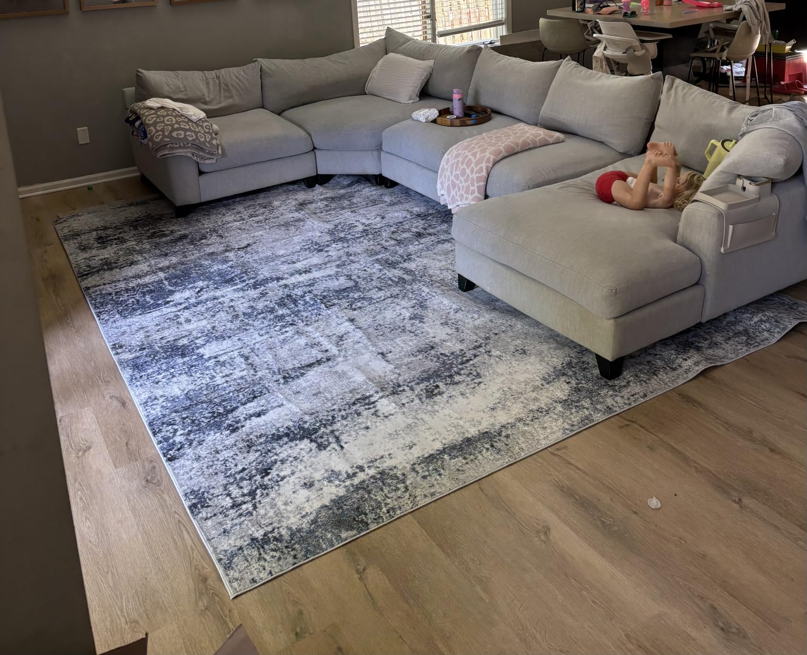 5x7 Area Rugs for Living Room Washable Bedroom Dining Room Blue Grey customer photo 2
