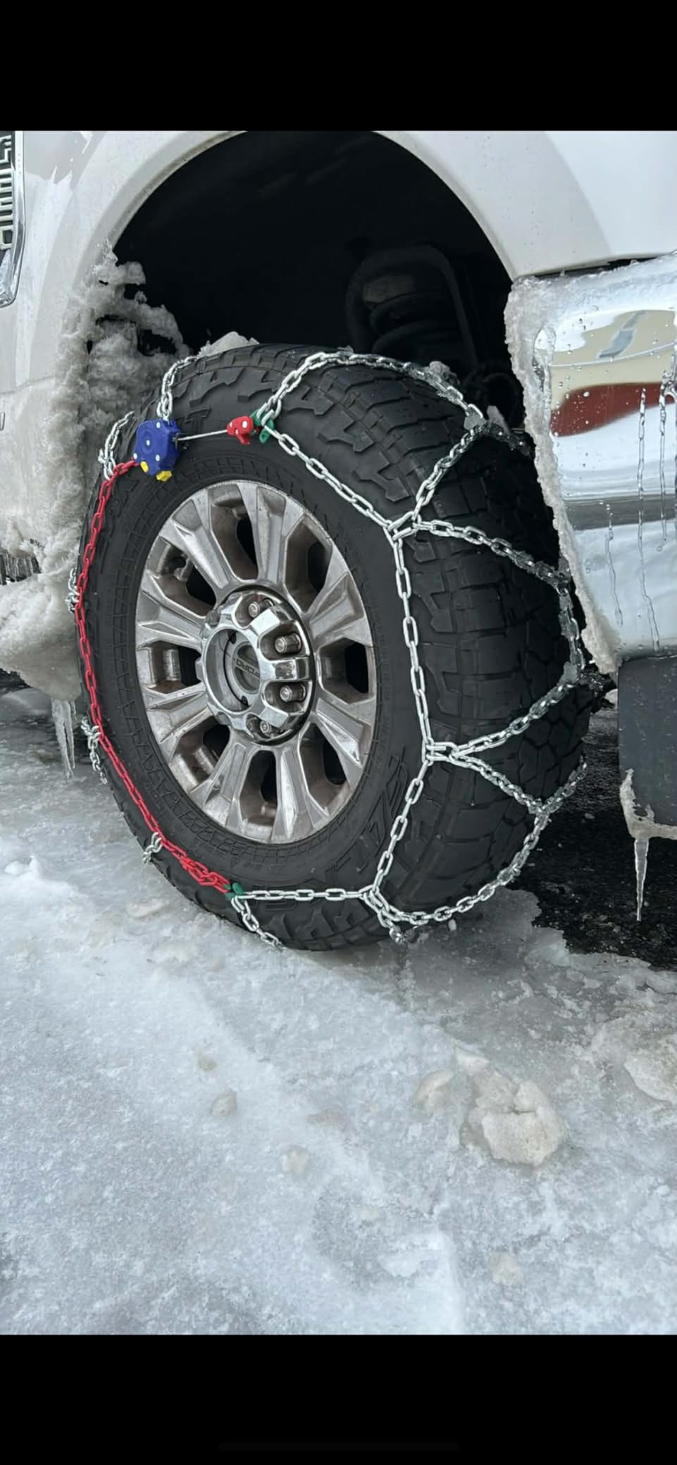 DEDC Auto Lock Snow Tires Chains 4.5mm Heavy-Duty Mn Steel Fits 275 285 295 customer photo 1