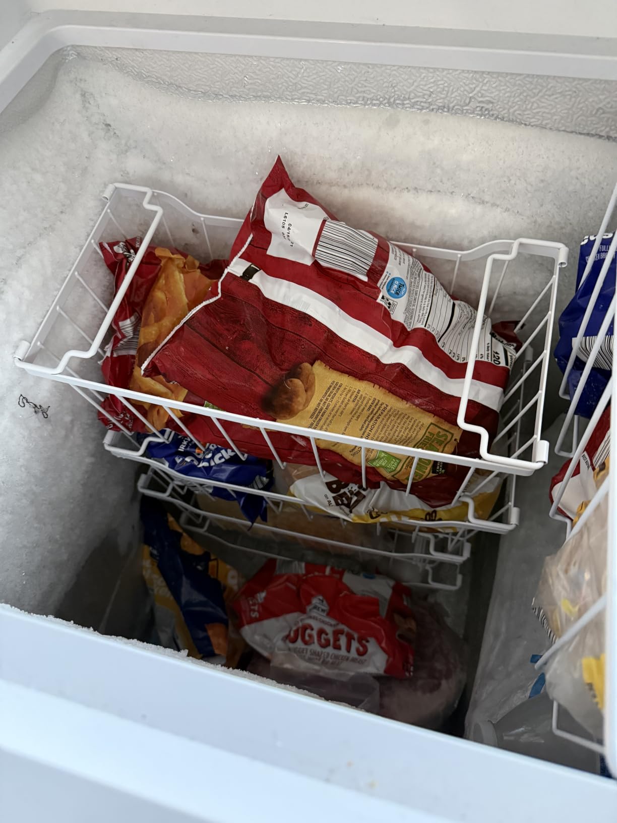 SUNALLY Freezer Organizer Bins, 4 Pack Stackable Chest Freezer Organizer for 5-7 Cu.FT Deep Freezer Sort Frozen Meats and Food, Freezer Storage Baskets with Handles Easy Reach from Bottom, Black customer photo 2